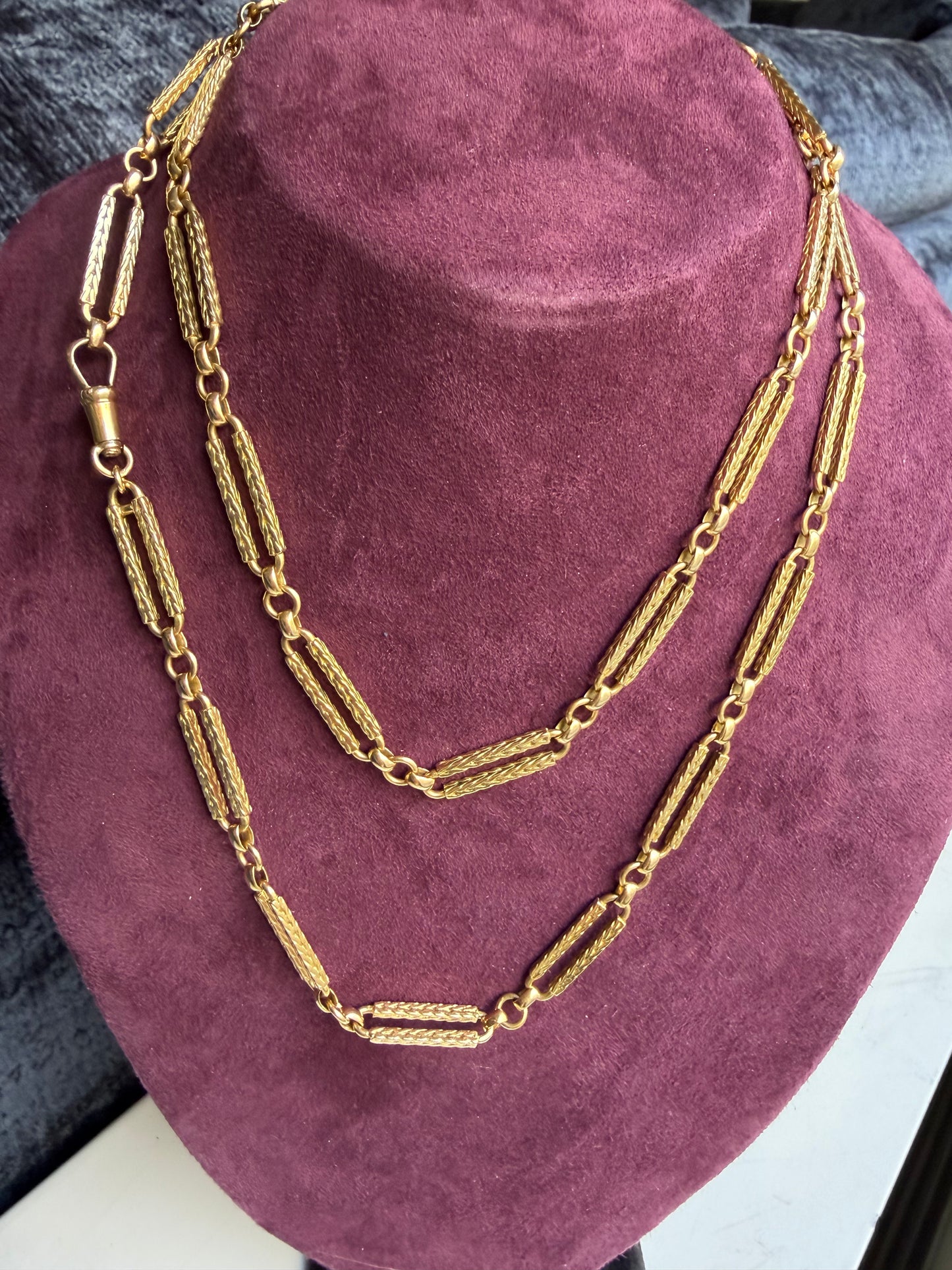 Trombone Textured Link 18k Gold 34.5" Chain