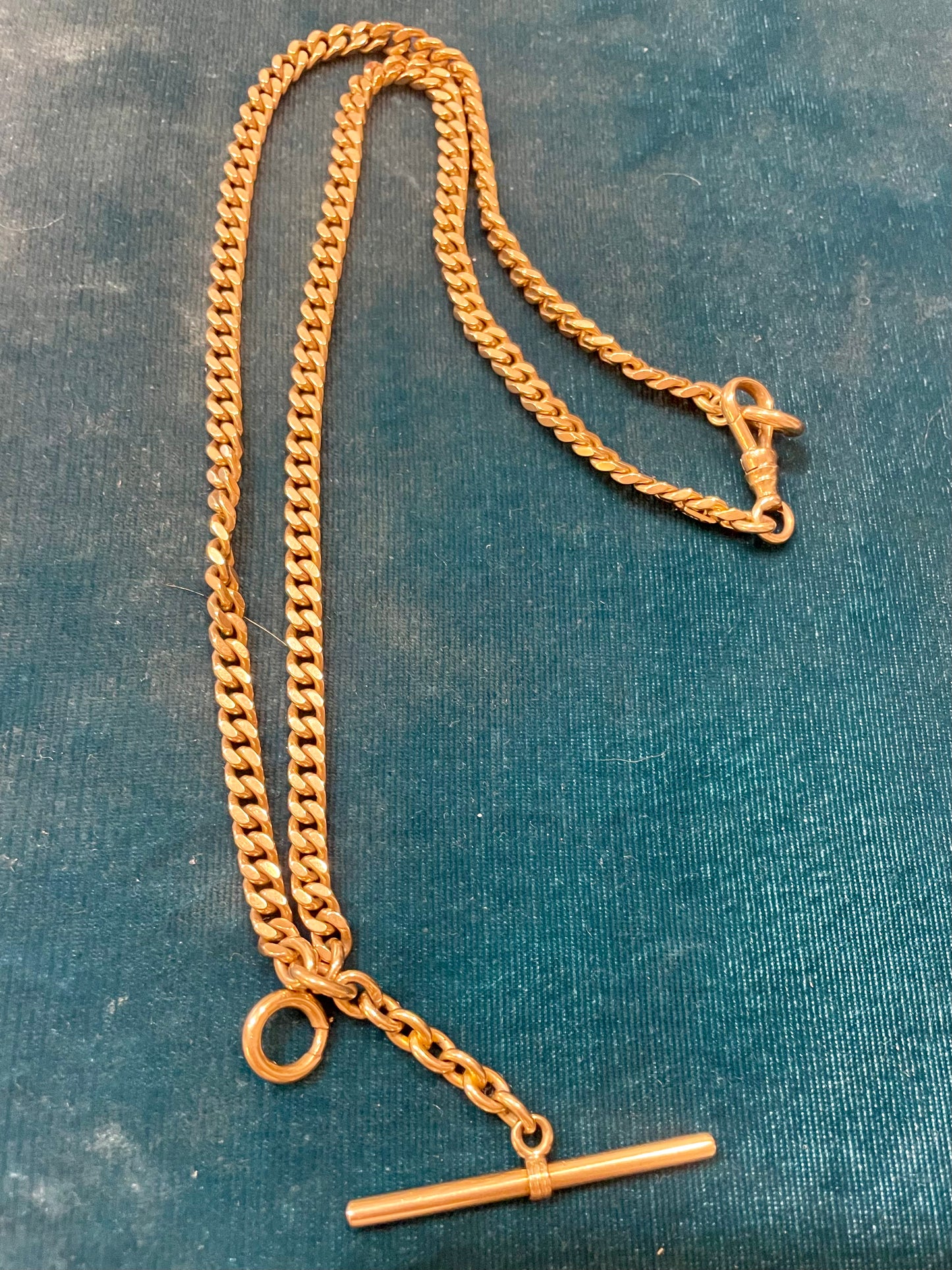 Flat Curb Link 14K Gold 20.5" Watch Chain