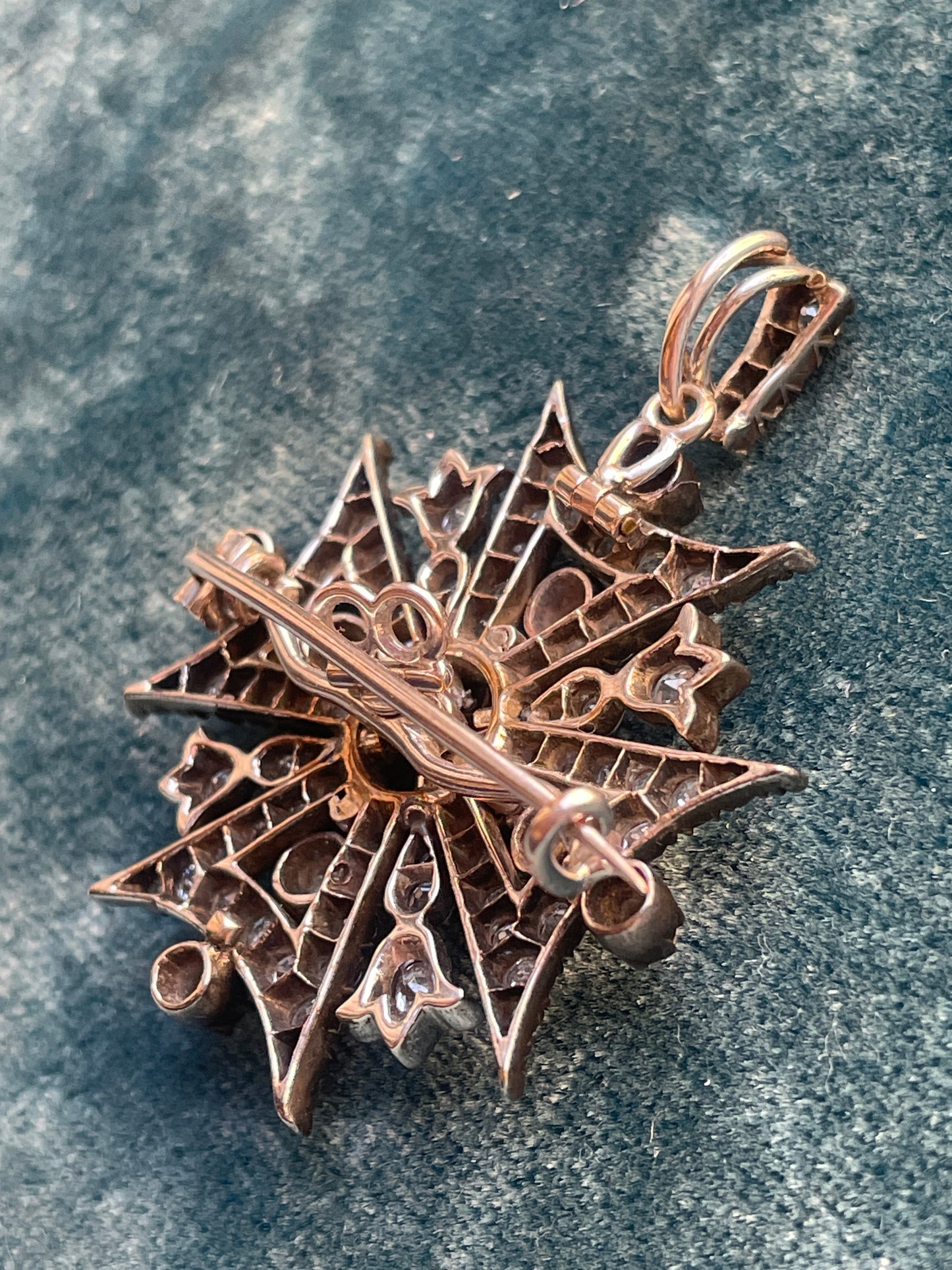 Antique Victorian Maltese Cross Pendant w/ Diamond Bale