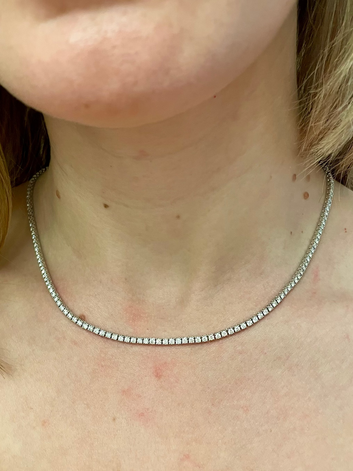 Vintage 14k White Gold Diamond Tennis Necklace
