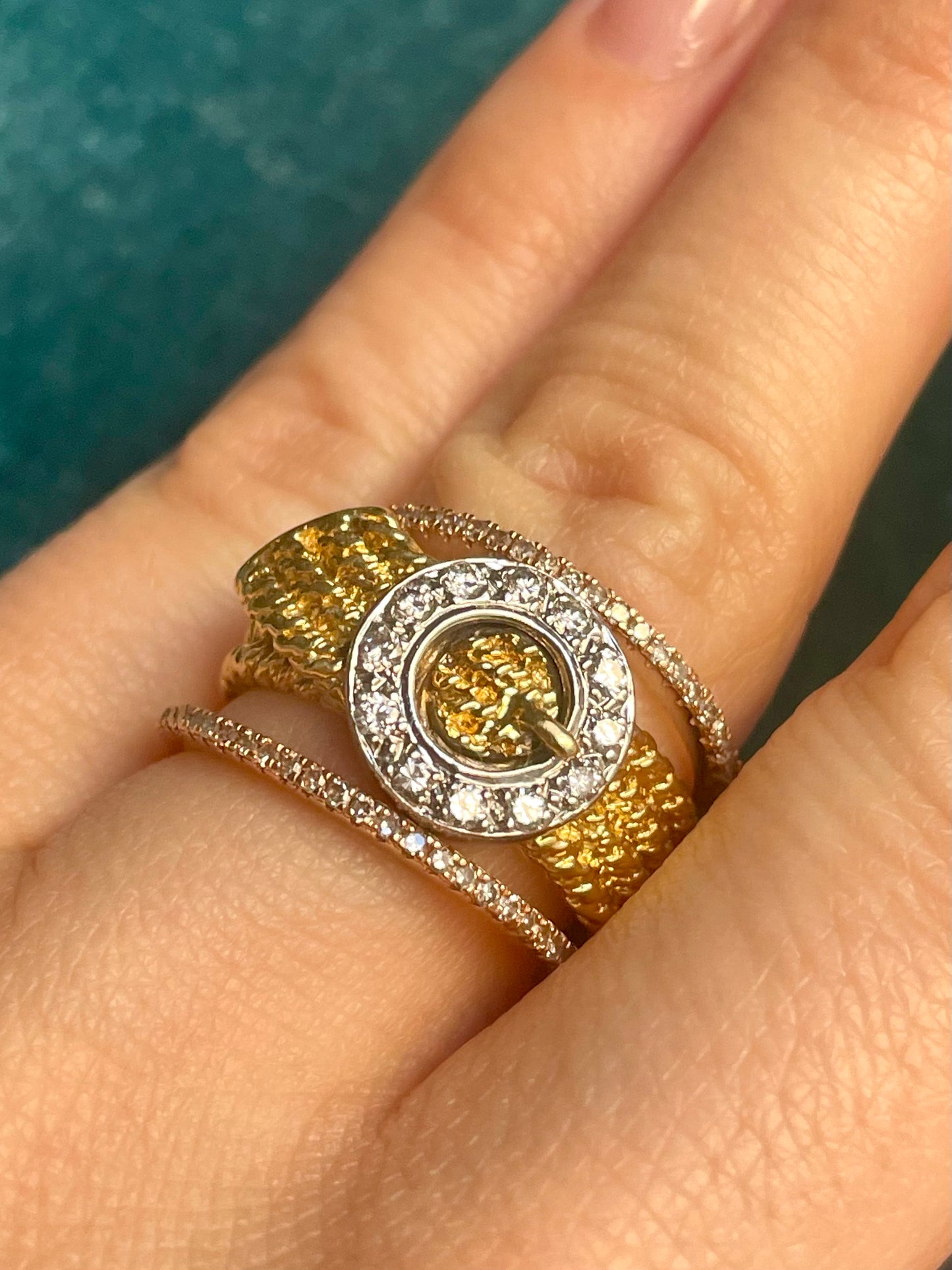 14k Gold Diamond Buckle Ring