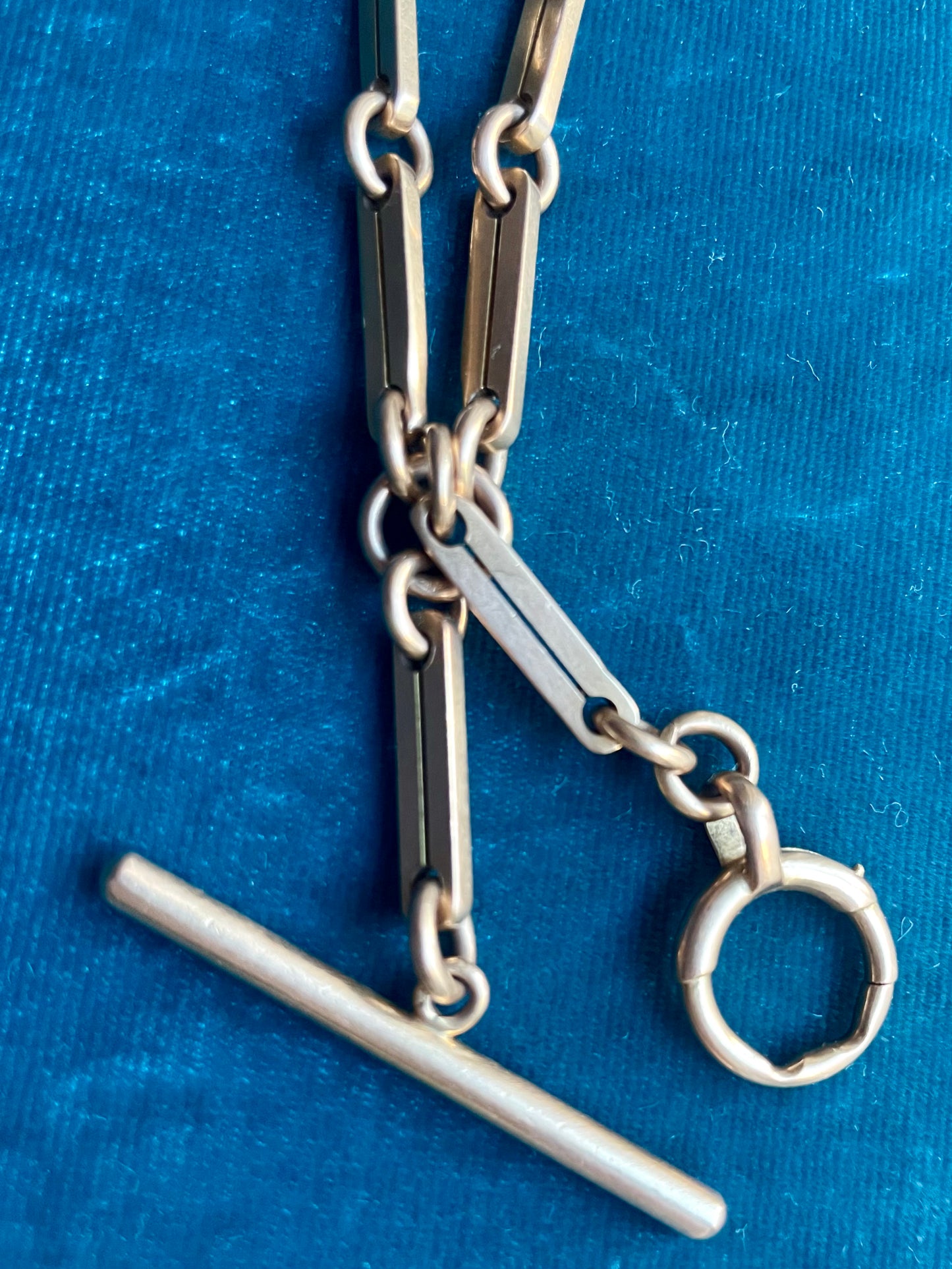 Antique French Split Tab Link 18k Gold 18" Albert Watch Chain