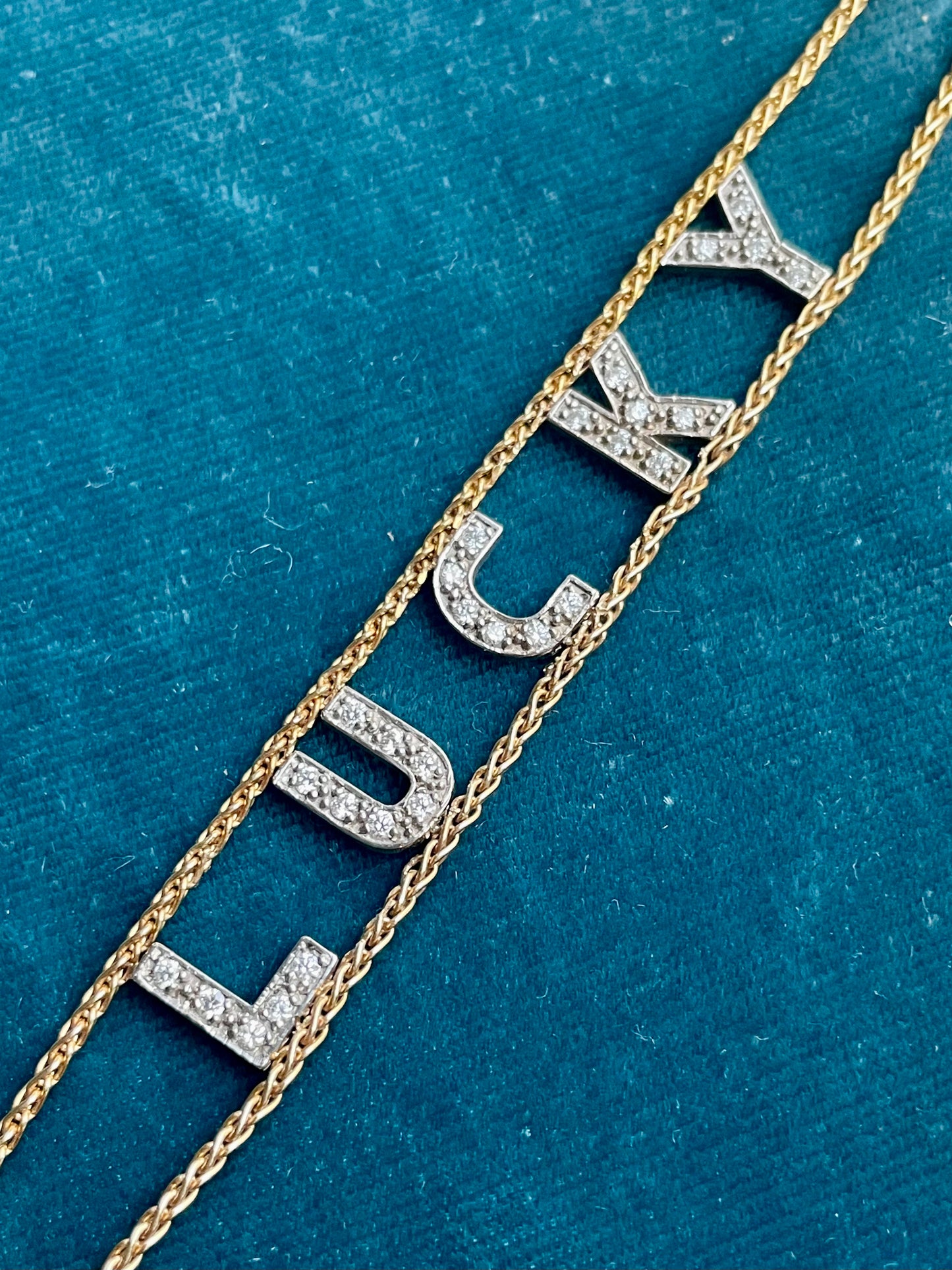 Diamond "Lucky" 14k Gold Chain Bracelet