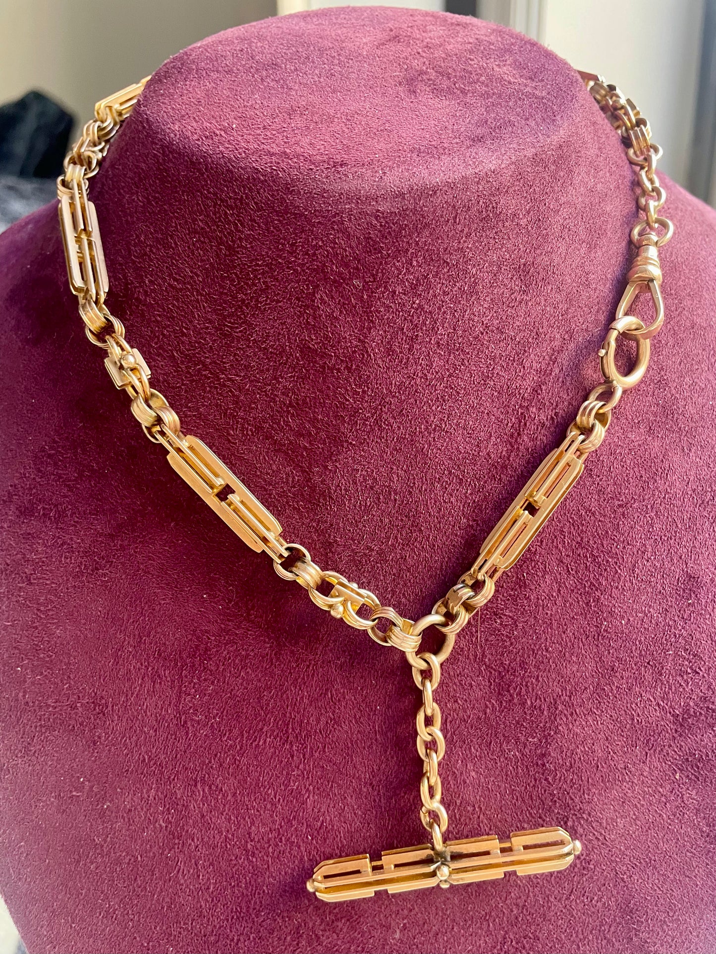 Antique Victorian Fancy Link 14K Gold 15.75" Watch Chain
