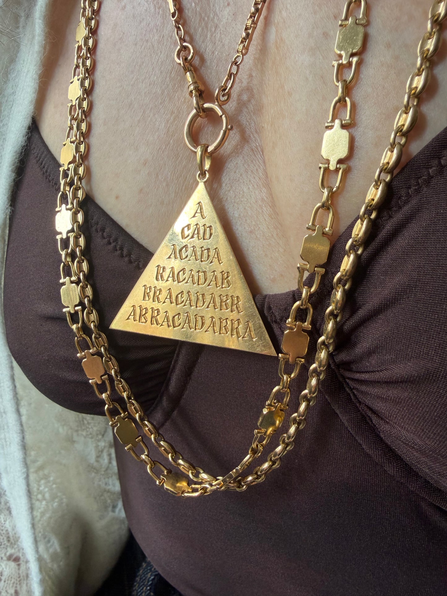 Antique Victorian "Abracadabra" Pyramid 18k Gold Pendant