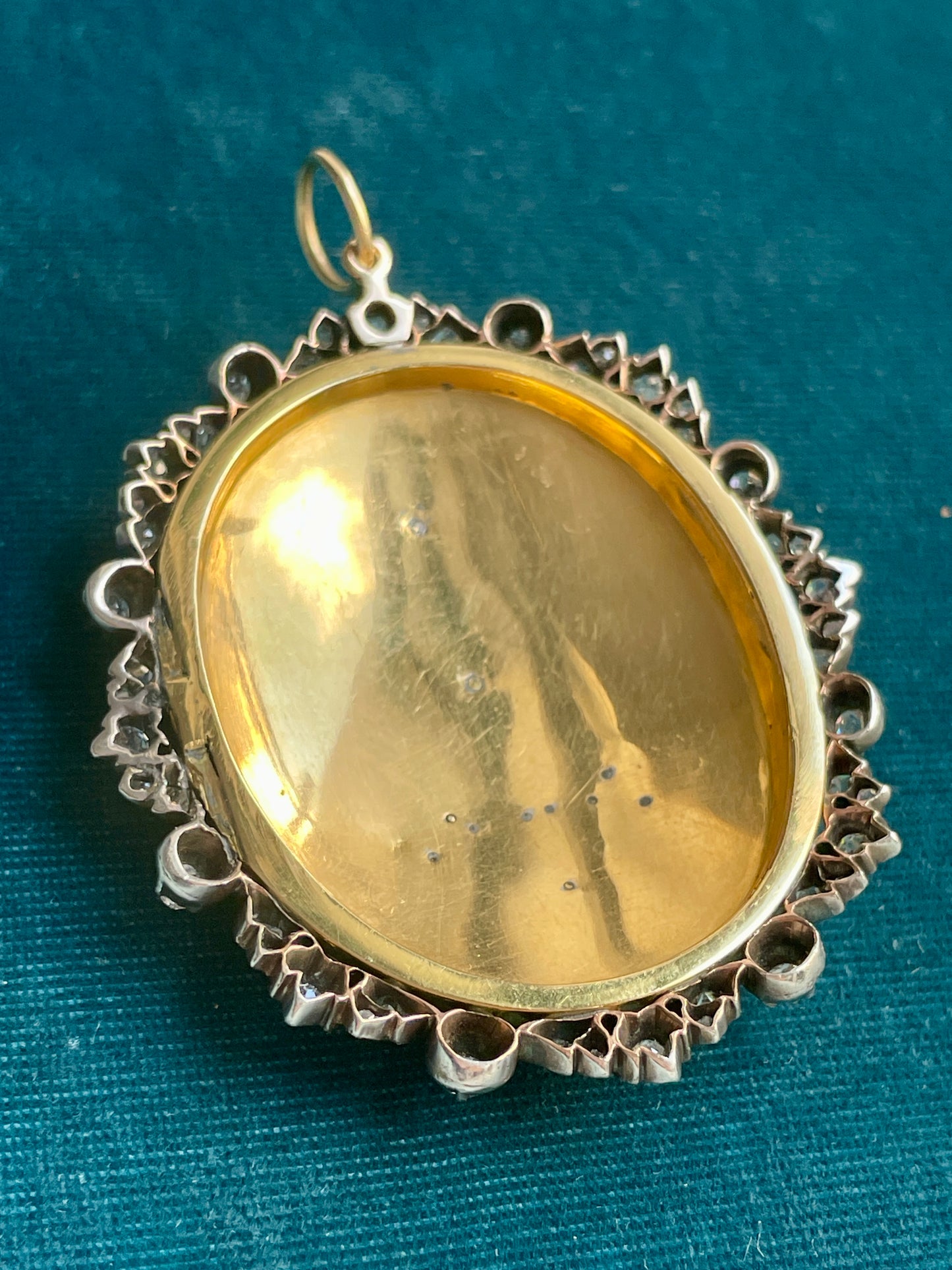 Antique Victorian Guilloché Enamel and Diamond "RHL" Monogram Cipher Silver-Over-18k Gold Pendant