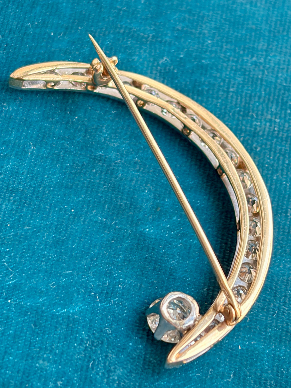 Art Deco Crescent with Old Cut Diamond Pin/Pendant