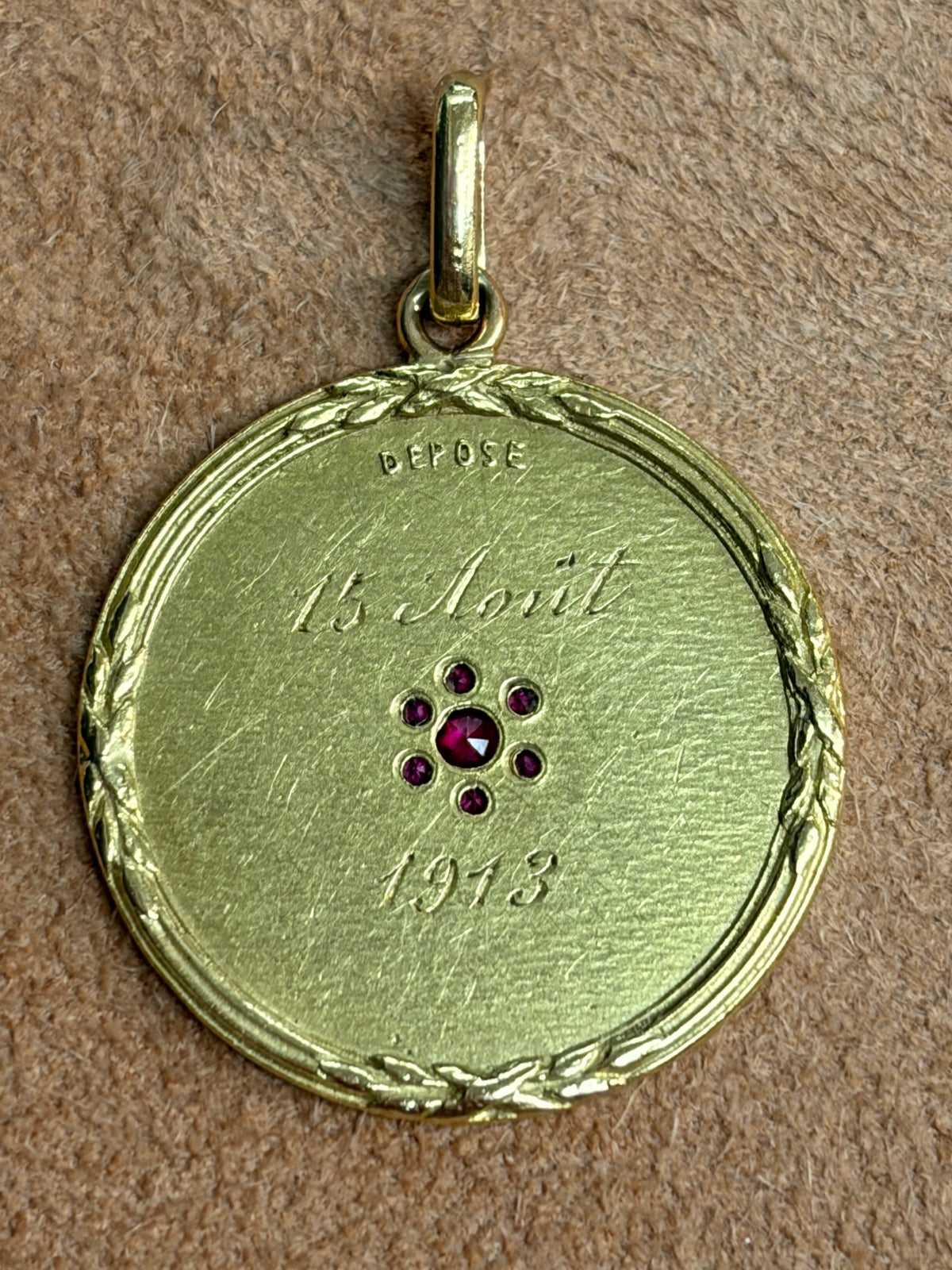 "Cette Porte Bonheur" Ruby 18k Gold Token