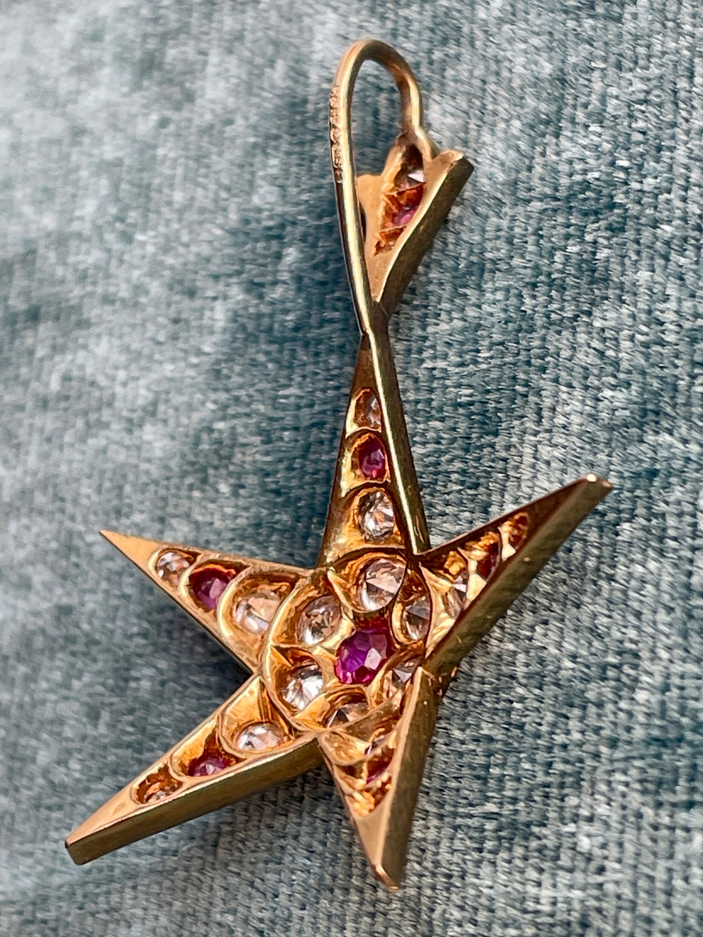 Ruby and Diamond 14k Gold Star Pendant