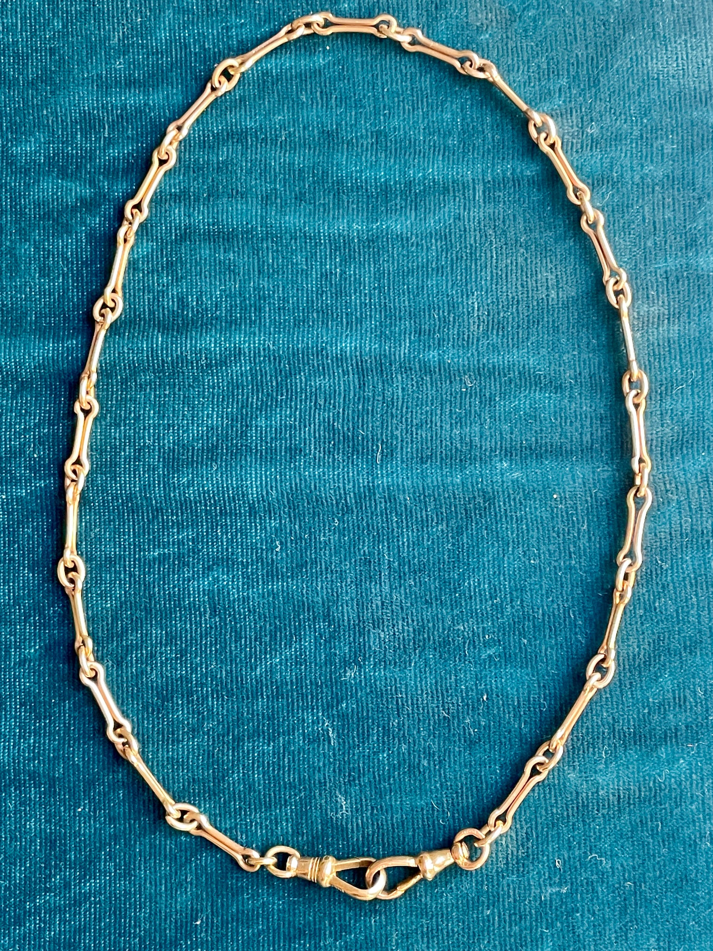 Antique Victorian Hourglass Bar Link 14k Gold 13.75"Watch Chain