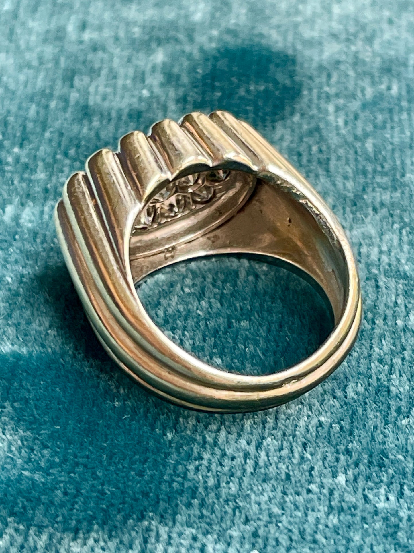 French "Tartelette" Diamond Pavé 18k White Gold Ring (likely VCA)