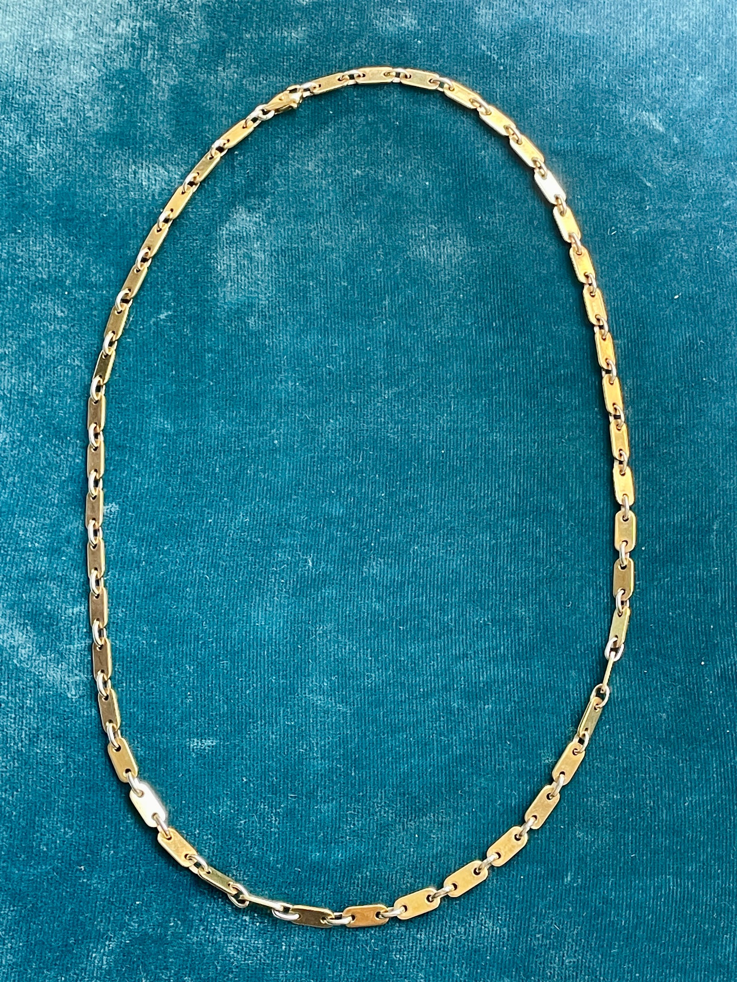 French Flat Bar and Oval Link 18k Gold 18" Chain