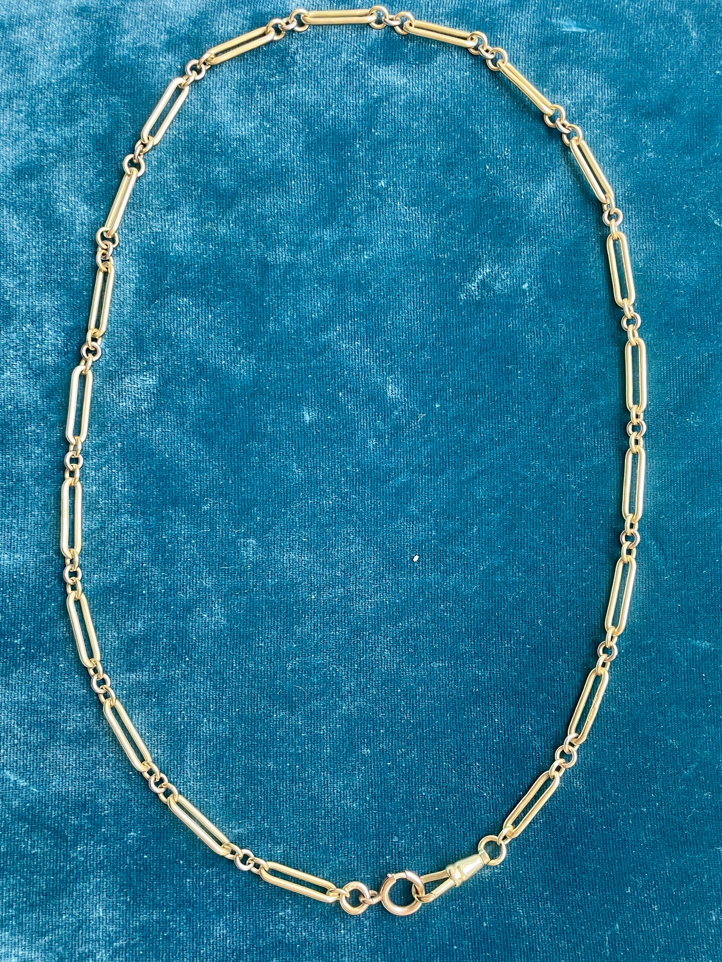 Antique Mini Trombone Link 18k Gold 20.5" Watch Chain