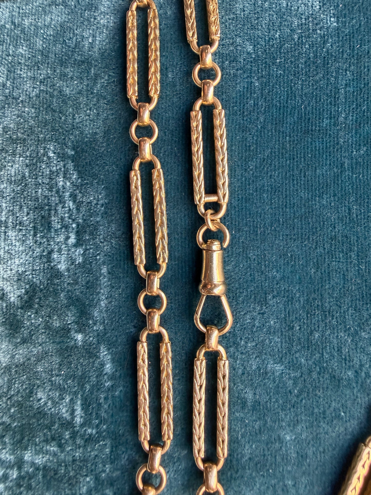Trombone Textured Link 18k Gold 34.5" Chain