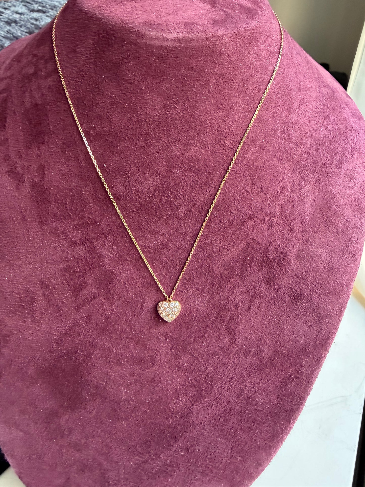 Cartier "C Heart of Cartier" Diamond Pave 18k Rose Gold Pendant Necklace