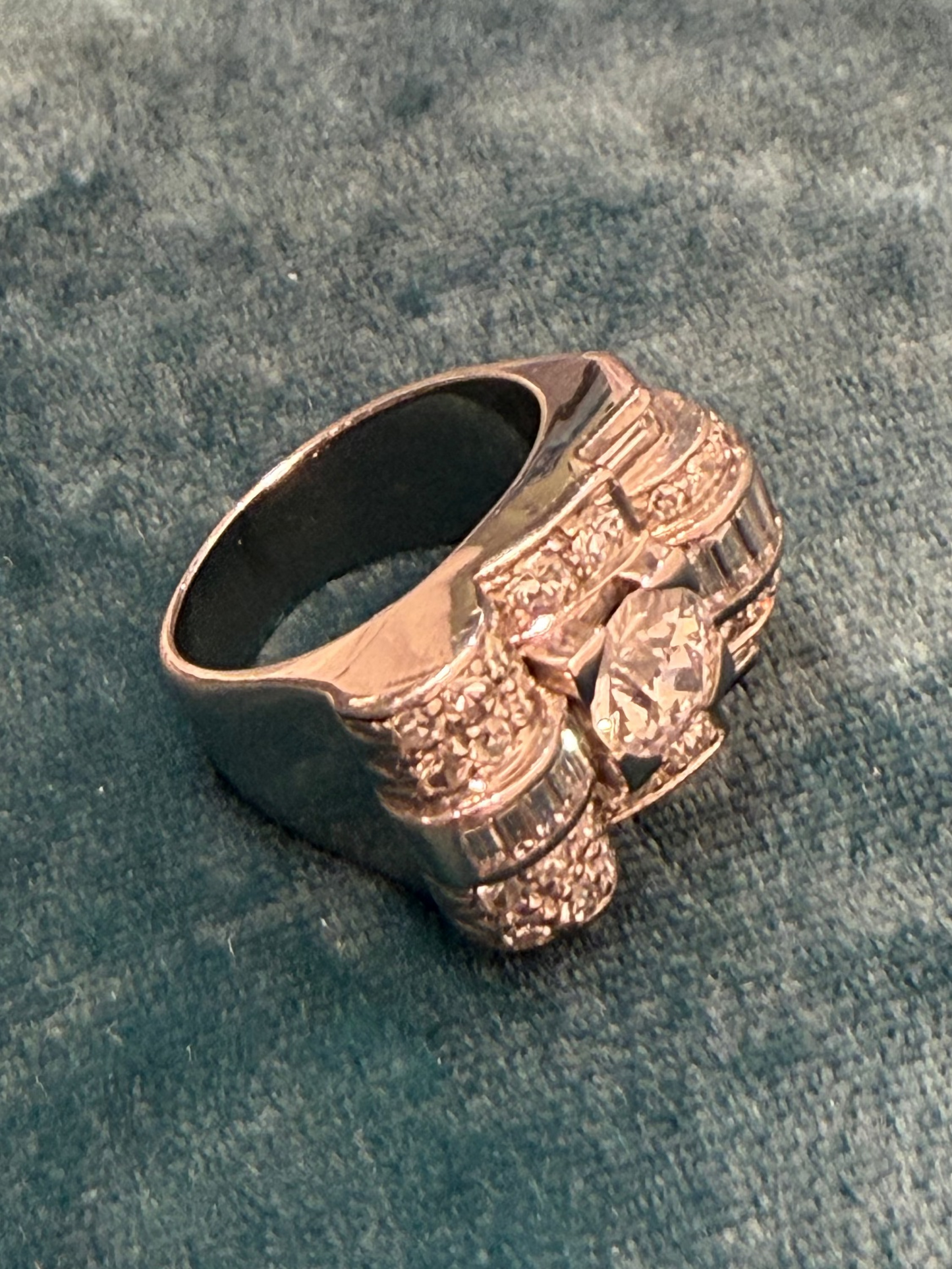 Art Deco English Diamond and Platinum Tank Ring