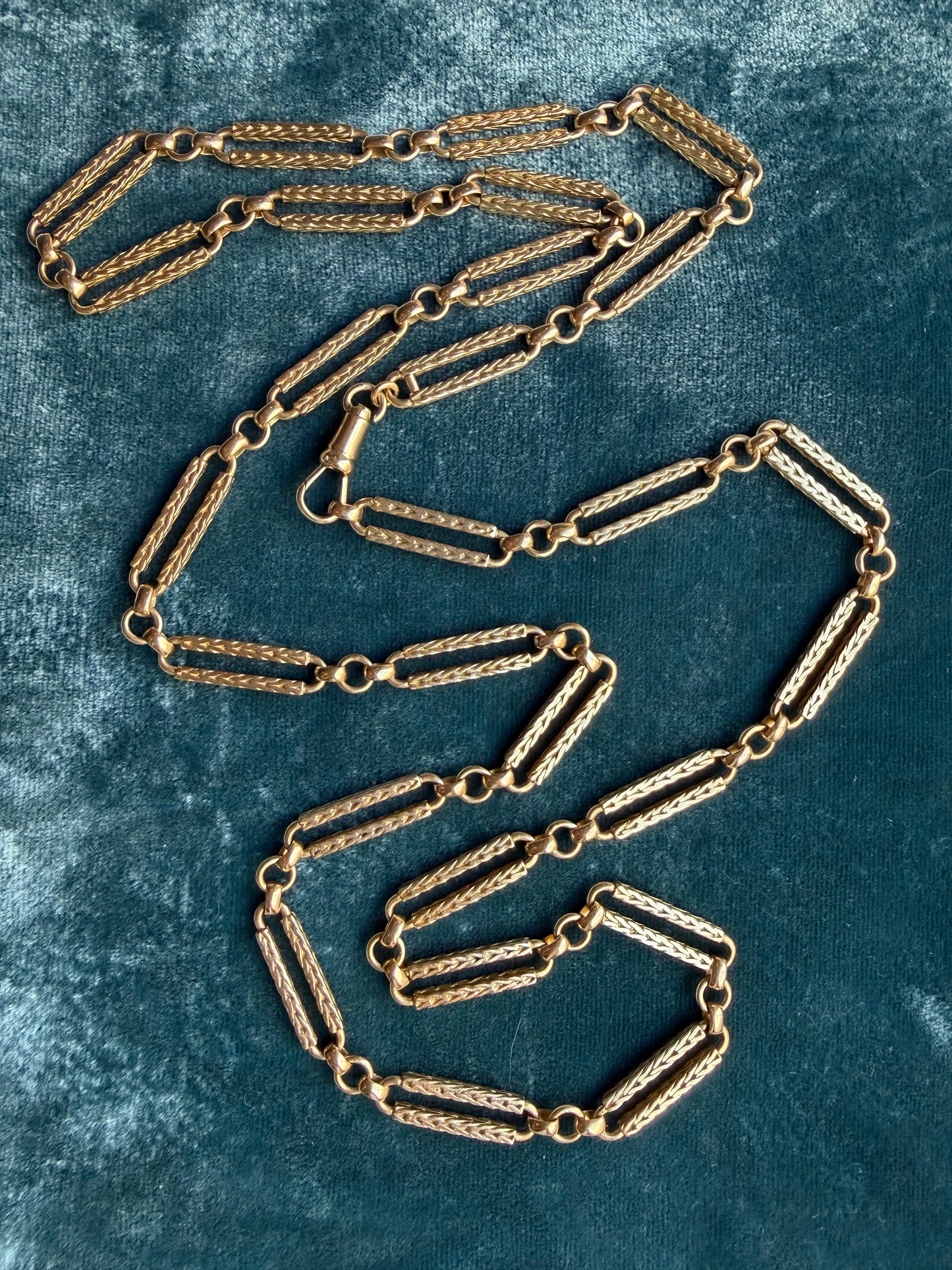 Trombone Textured Link 18k Gold 34.5" Chain