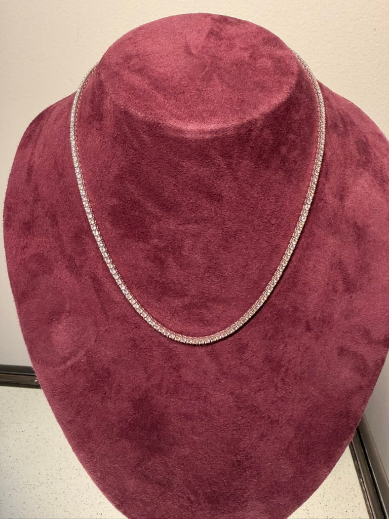 Vintage 14k White Gold Diamond Tennis Necklace