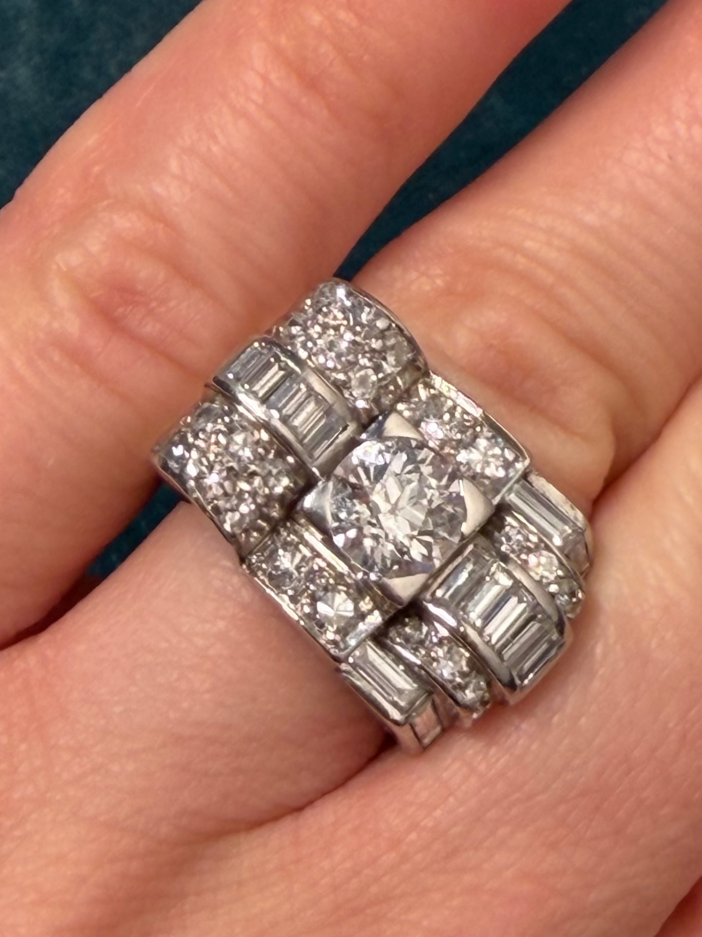Art Deco English Diamond and Platinum Tank Ring