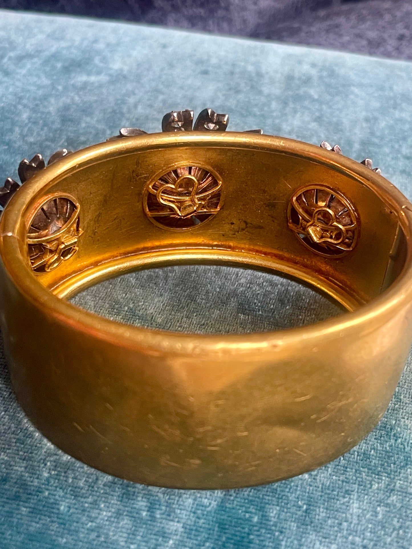 Antique Victorian French 18k Gold Detachable Diamond Floral Pendants Set in Bangle