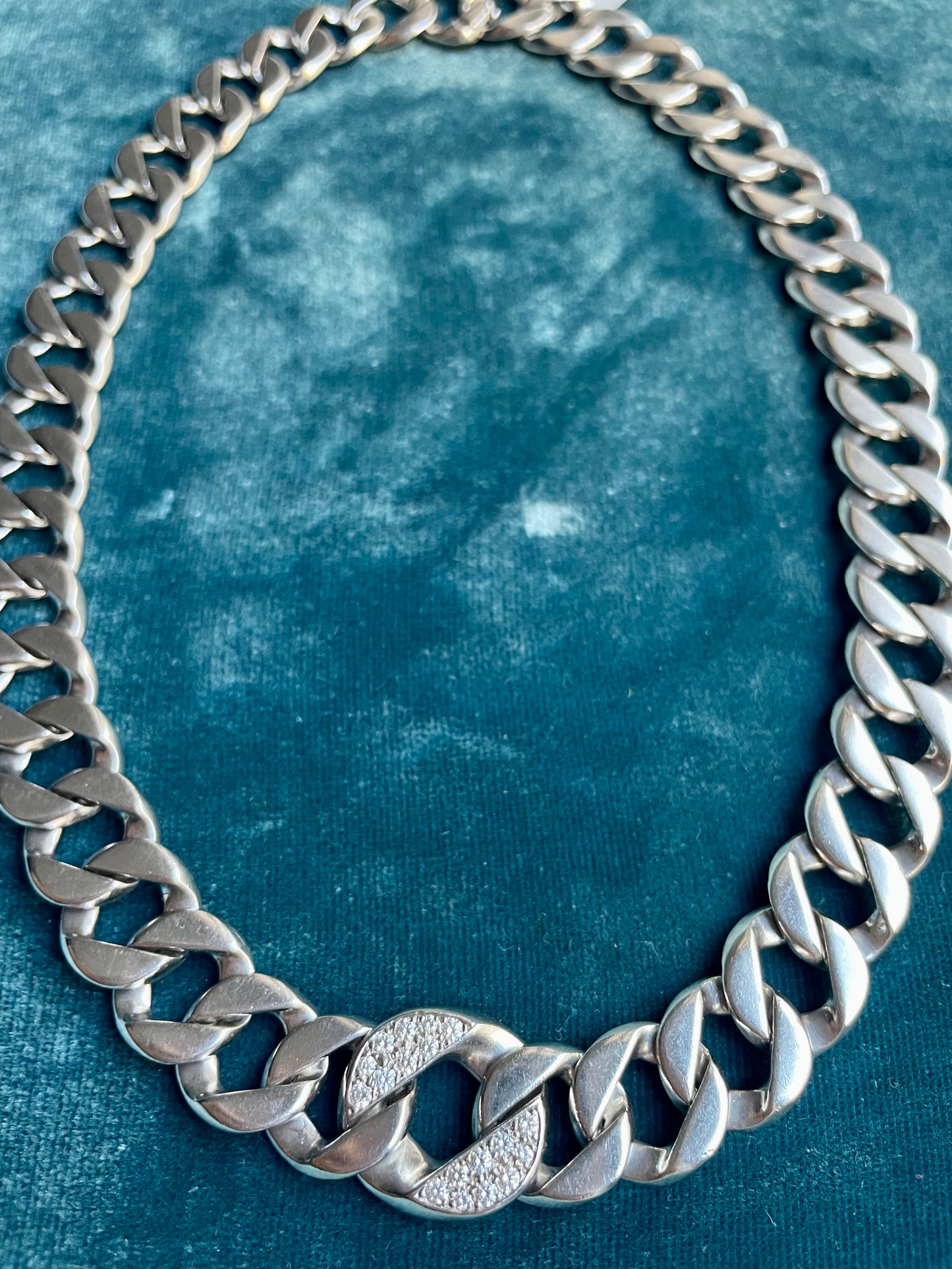 Tiffany & Co.  Diamond "Gourmette" Flat Curb Link Platinum Necklace