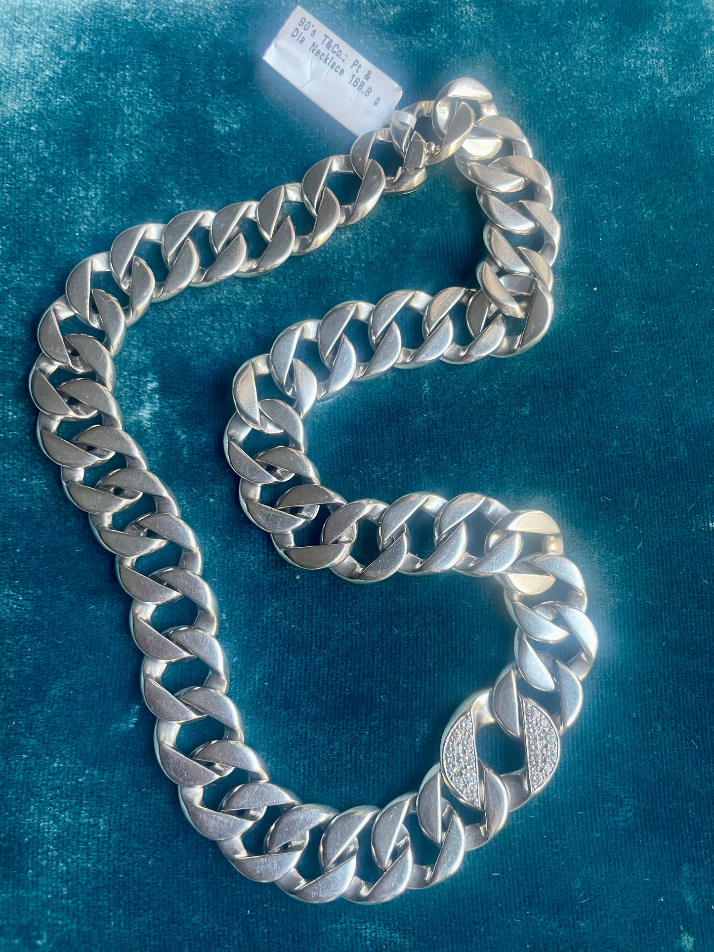 Tiffany & Co.  Diamond "Gourmette" Flat Curb Link Platinum Necklace