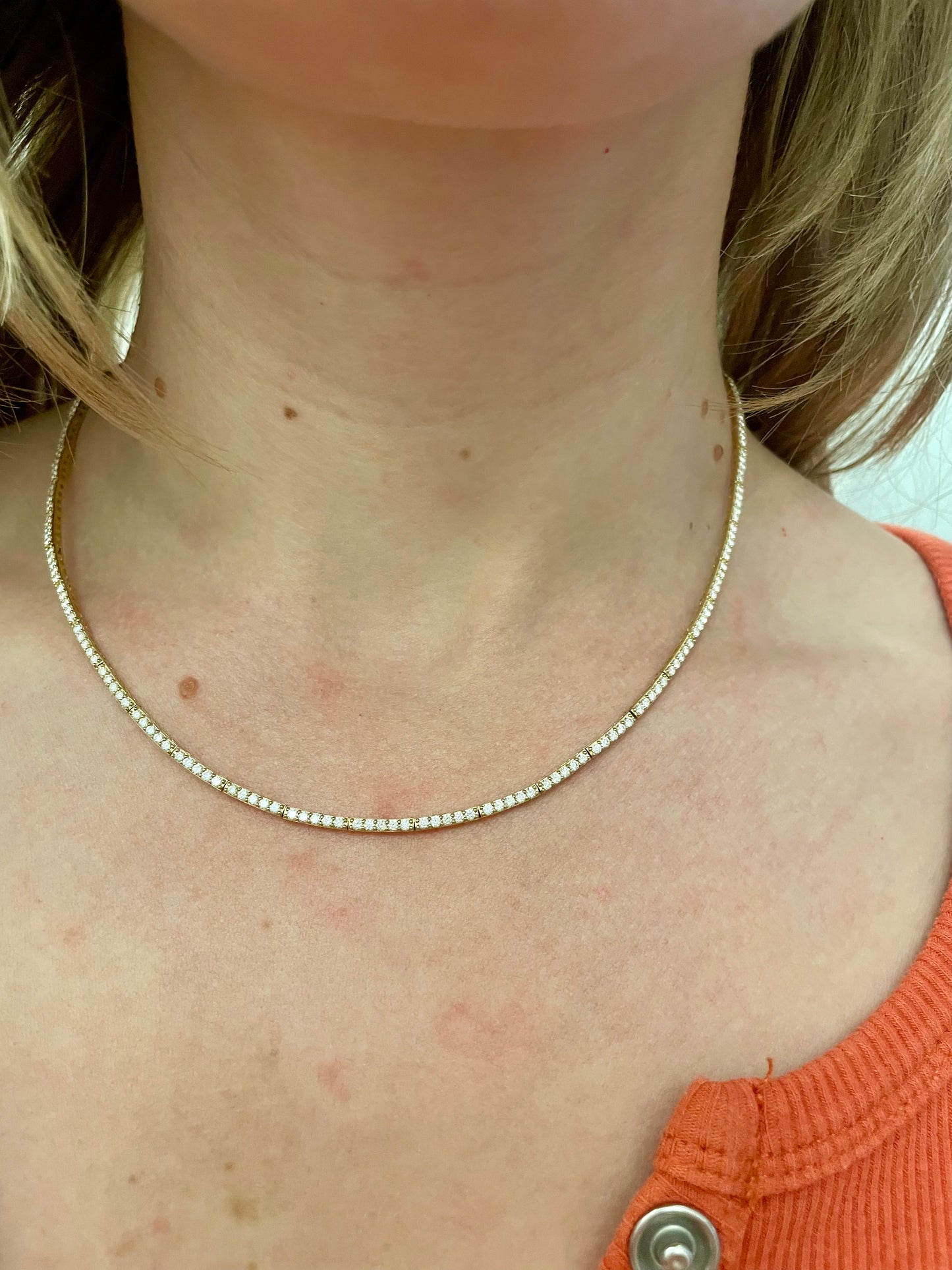 Vintage 14k Gold 4.5 TCW Diamond Tennis Necklace
