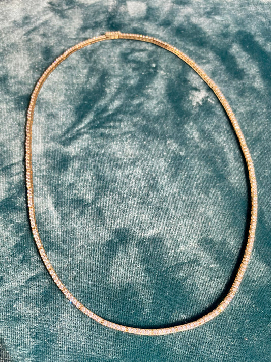 Vintage 14k Gold 4.5 TCW Diamond Tennis Necklace
