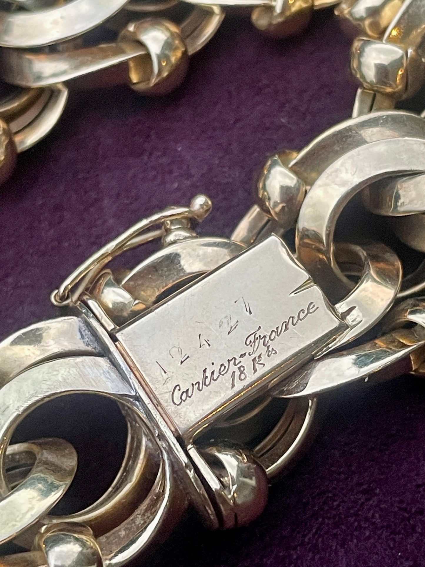 Vintage Cartier France 18k Gold Sculptural Link Bracelet