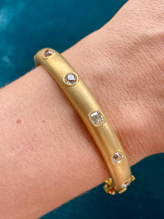 Antique Diamonds & Contemporary 18k Gold Bangle