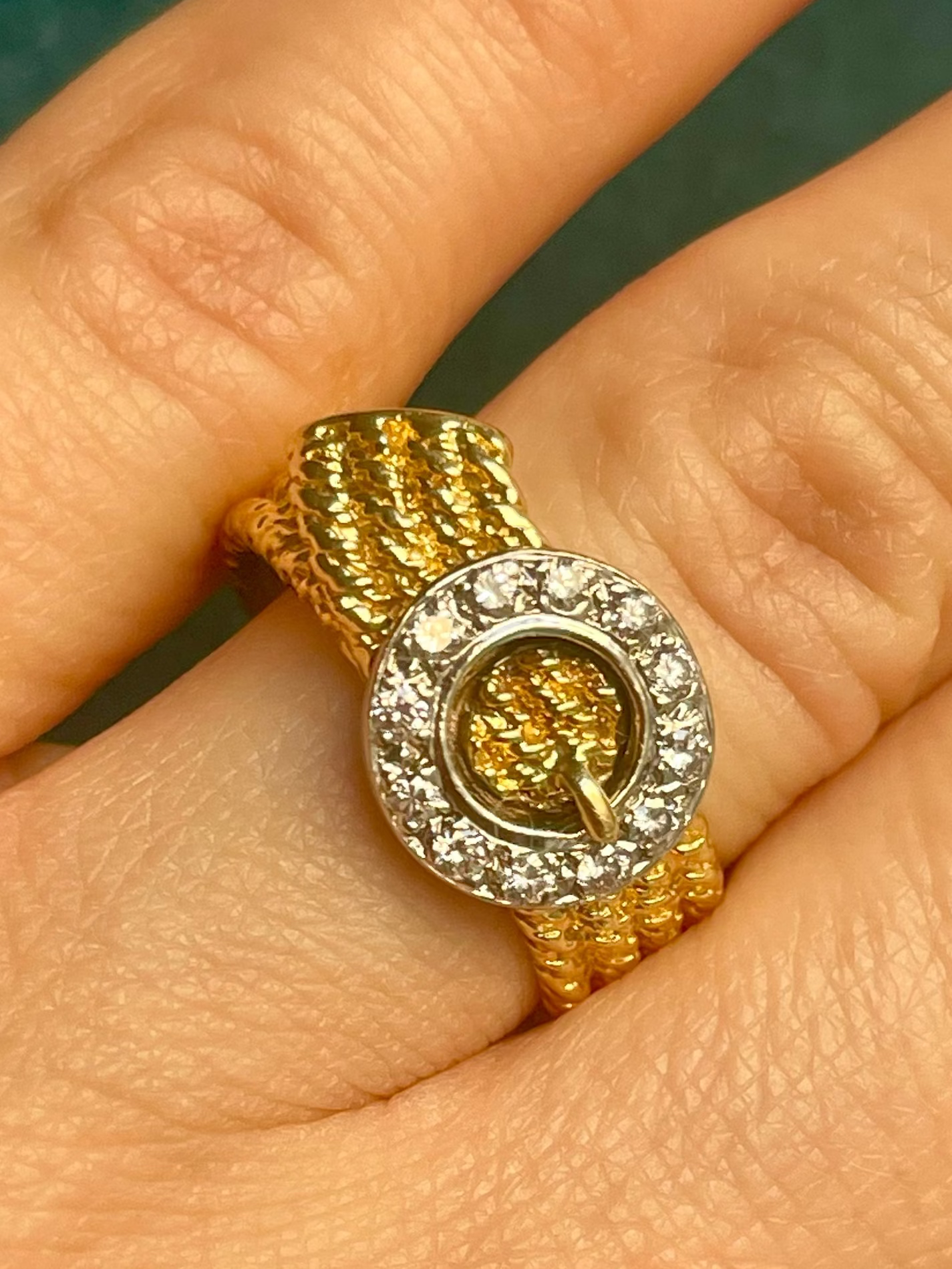 14k Gold Diamond Buckle Ring