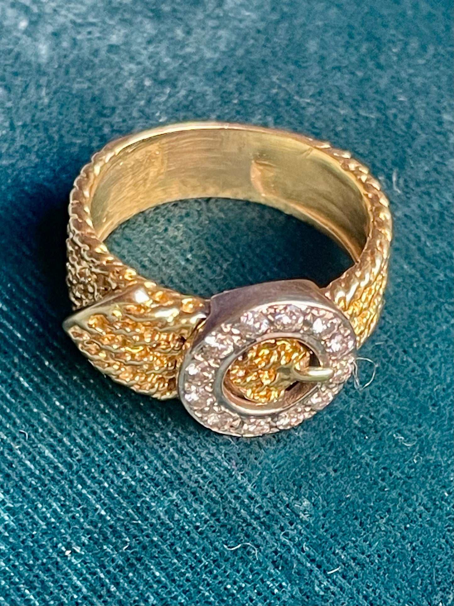 14k Gold Diamond Buckle Ring
