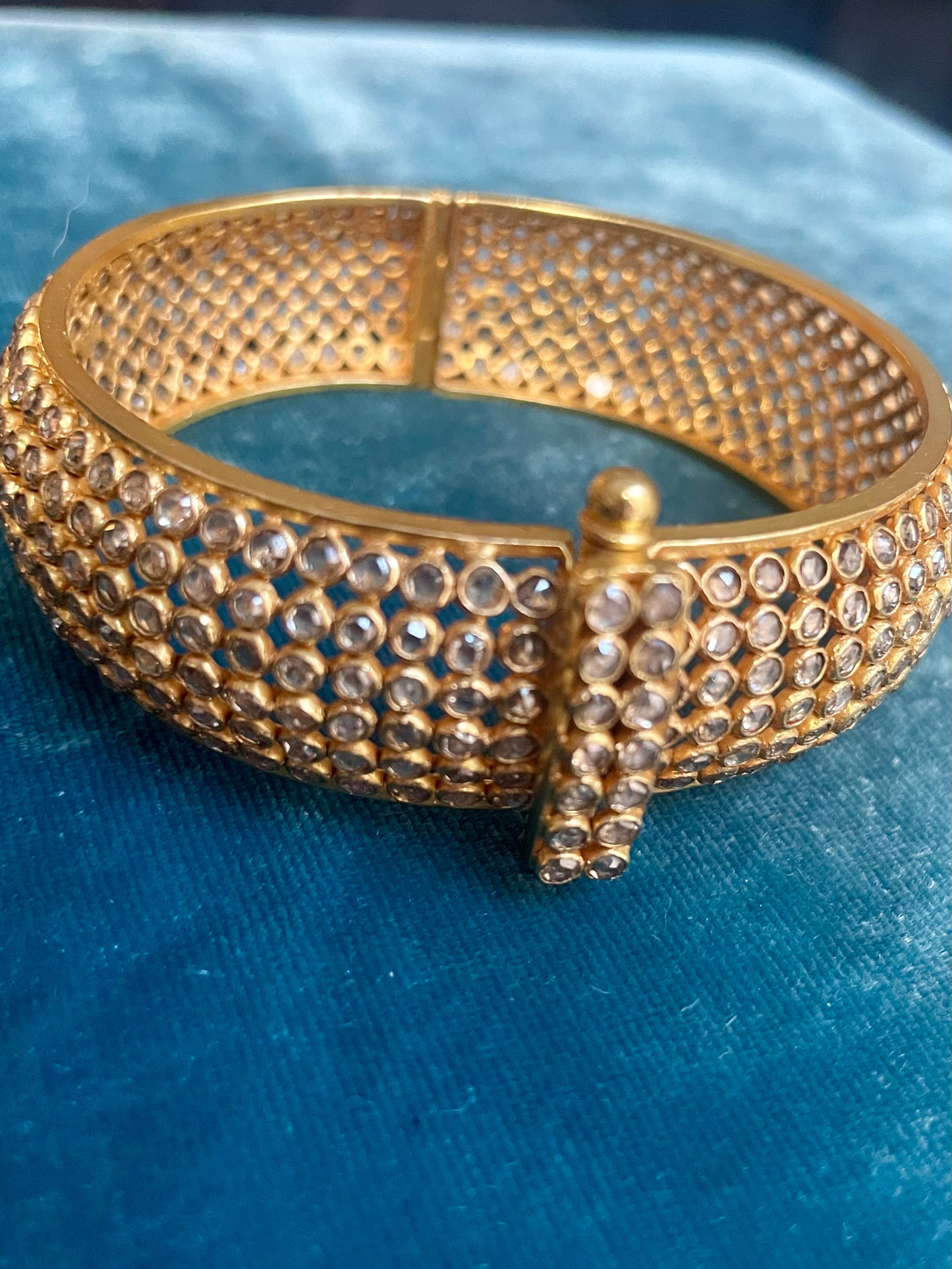 Indian Multi-Row Polki Diamond Hand-Crafted 22k Bangle