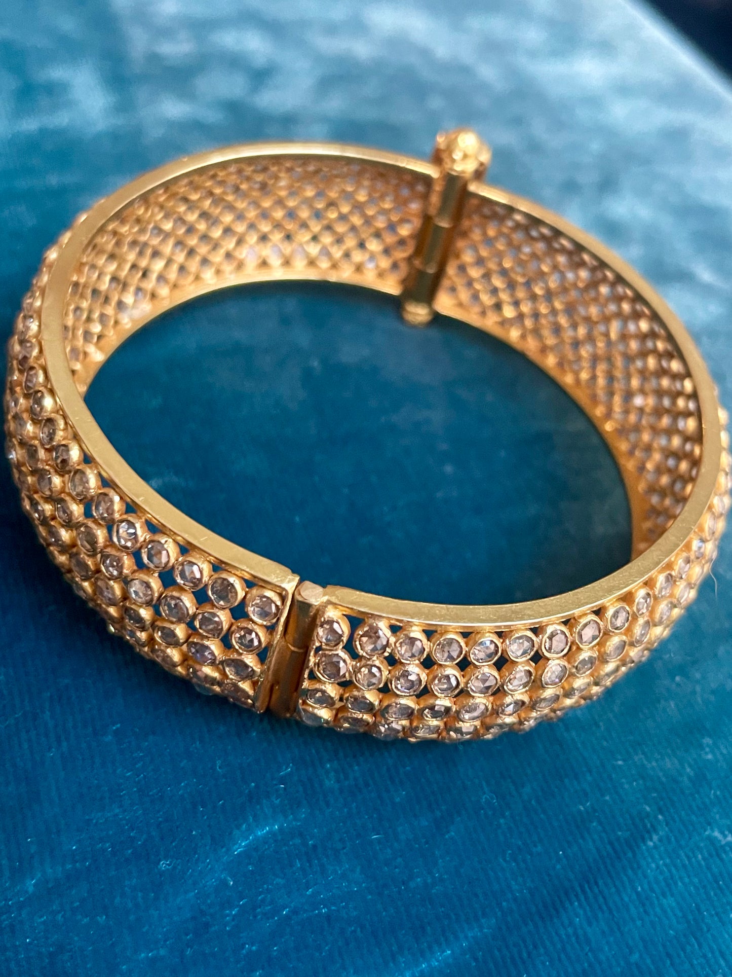 Indian Multi-Row Polki Diamond Hand-Crafted 22k Bangle