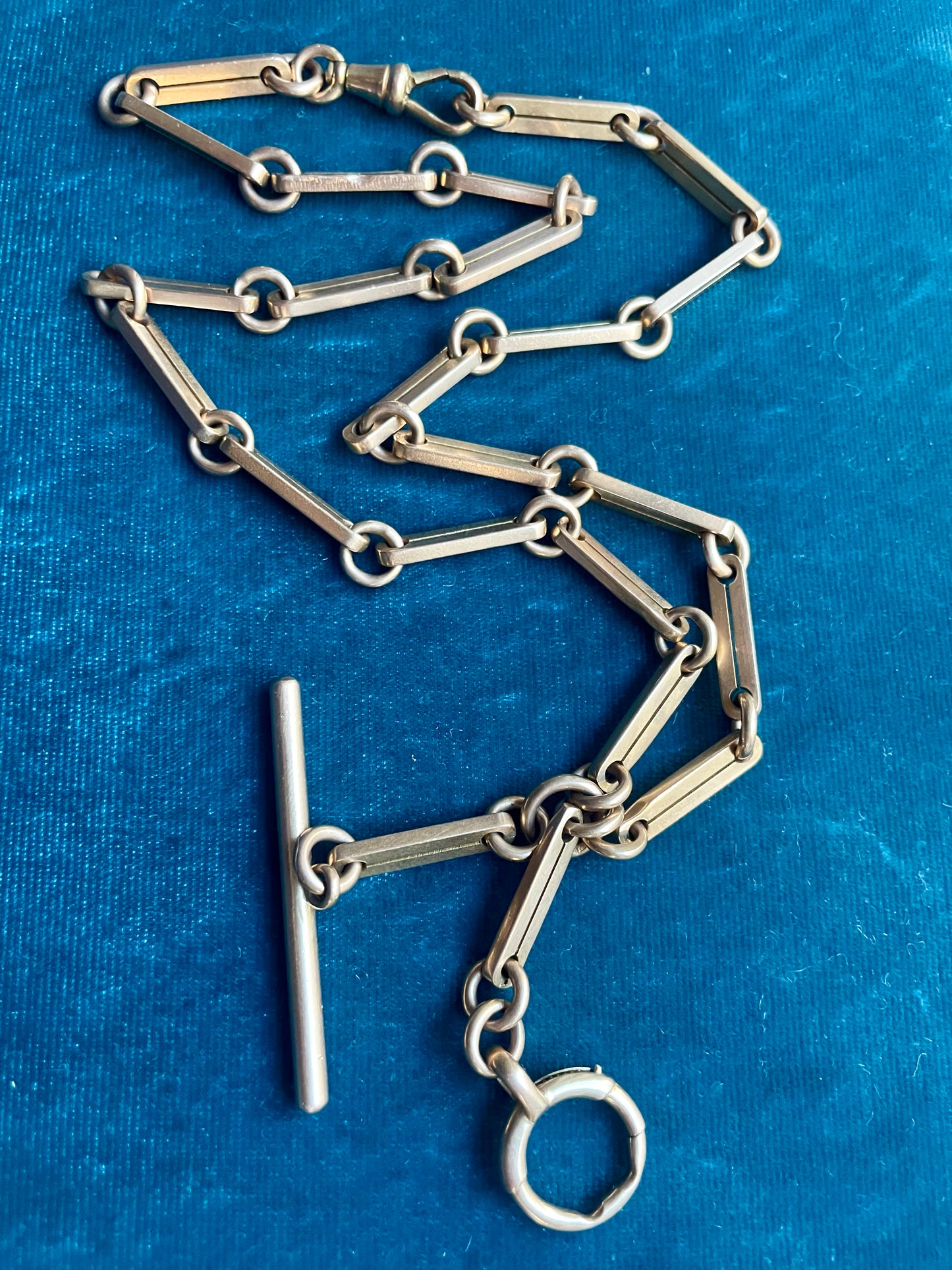 Antique French Split Tab Link 18k Gold 18" Albert Watch Chain