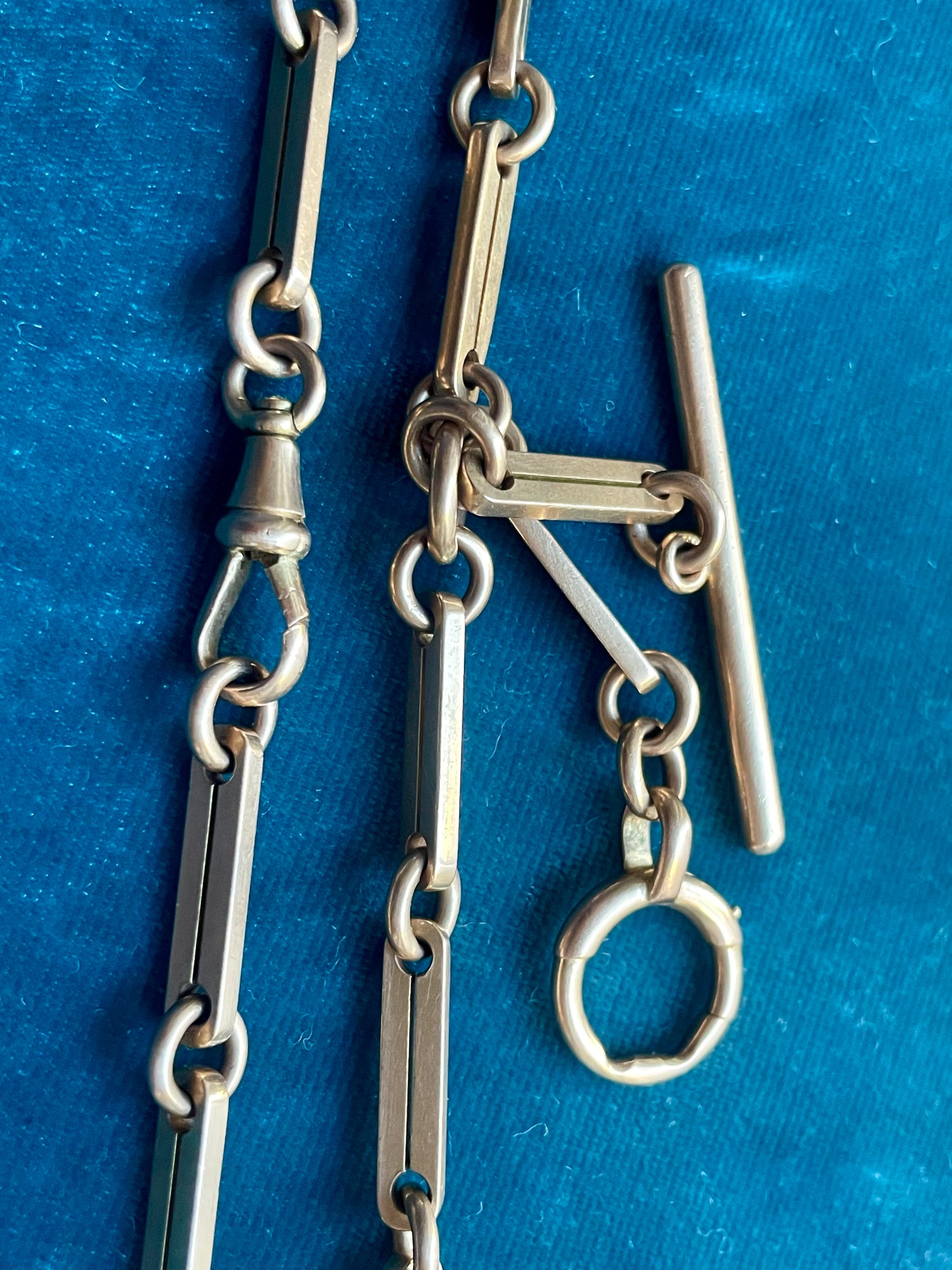 Antique French Split Tab Link 18k Gold 18" Albert Watch Chain