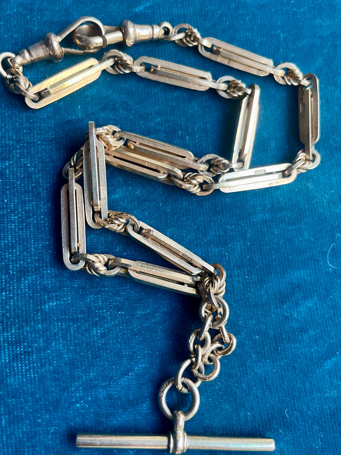 Antique Victorian Multi-Bar Link 9k Gold 15.5" Albert Watch Chain