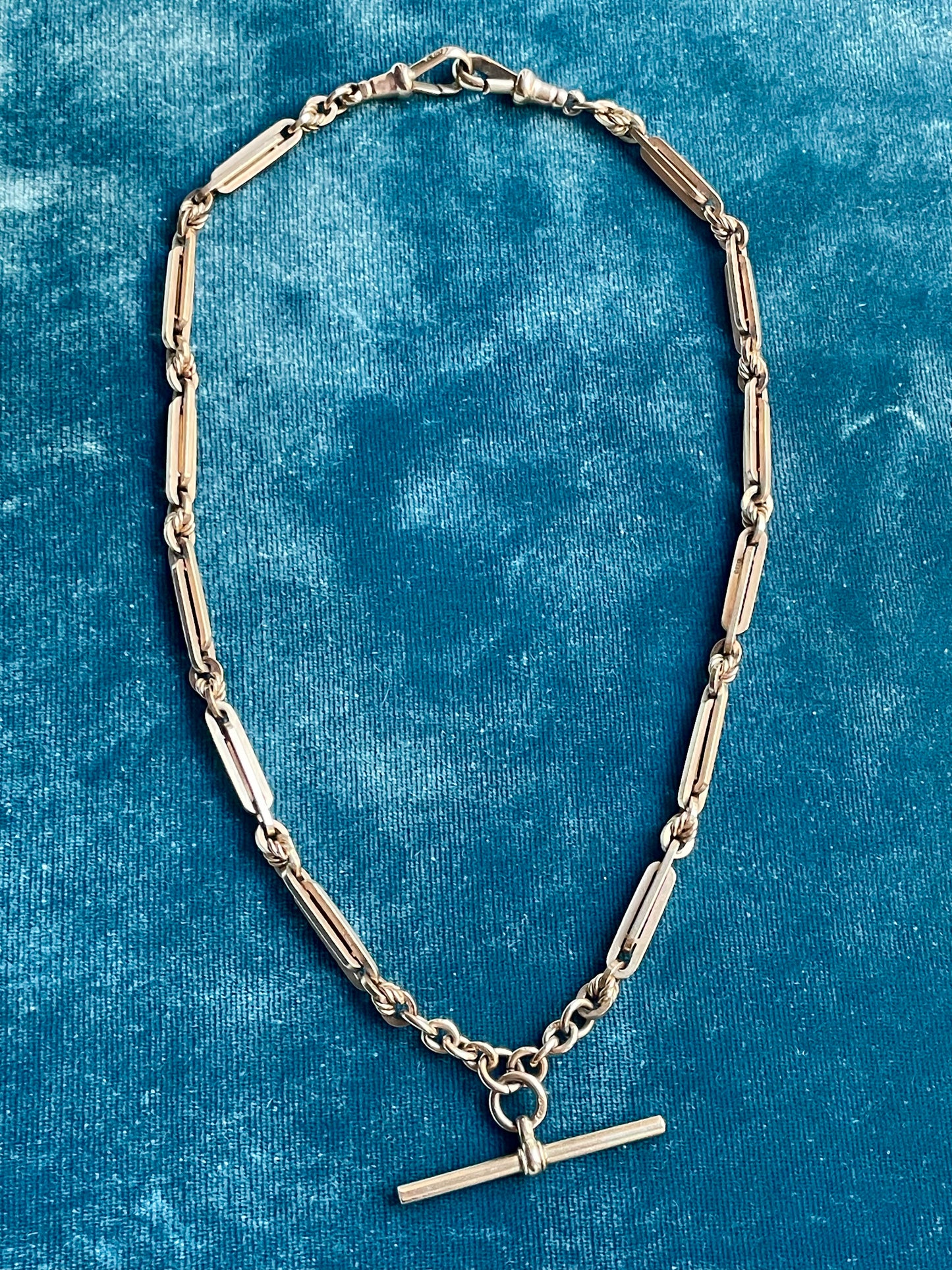 Antique Victorian Multi-Bar Link 9k Gold 15.5" Albert Watch Chain
