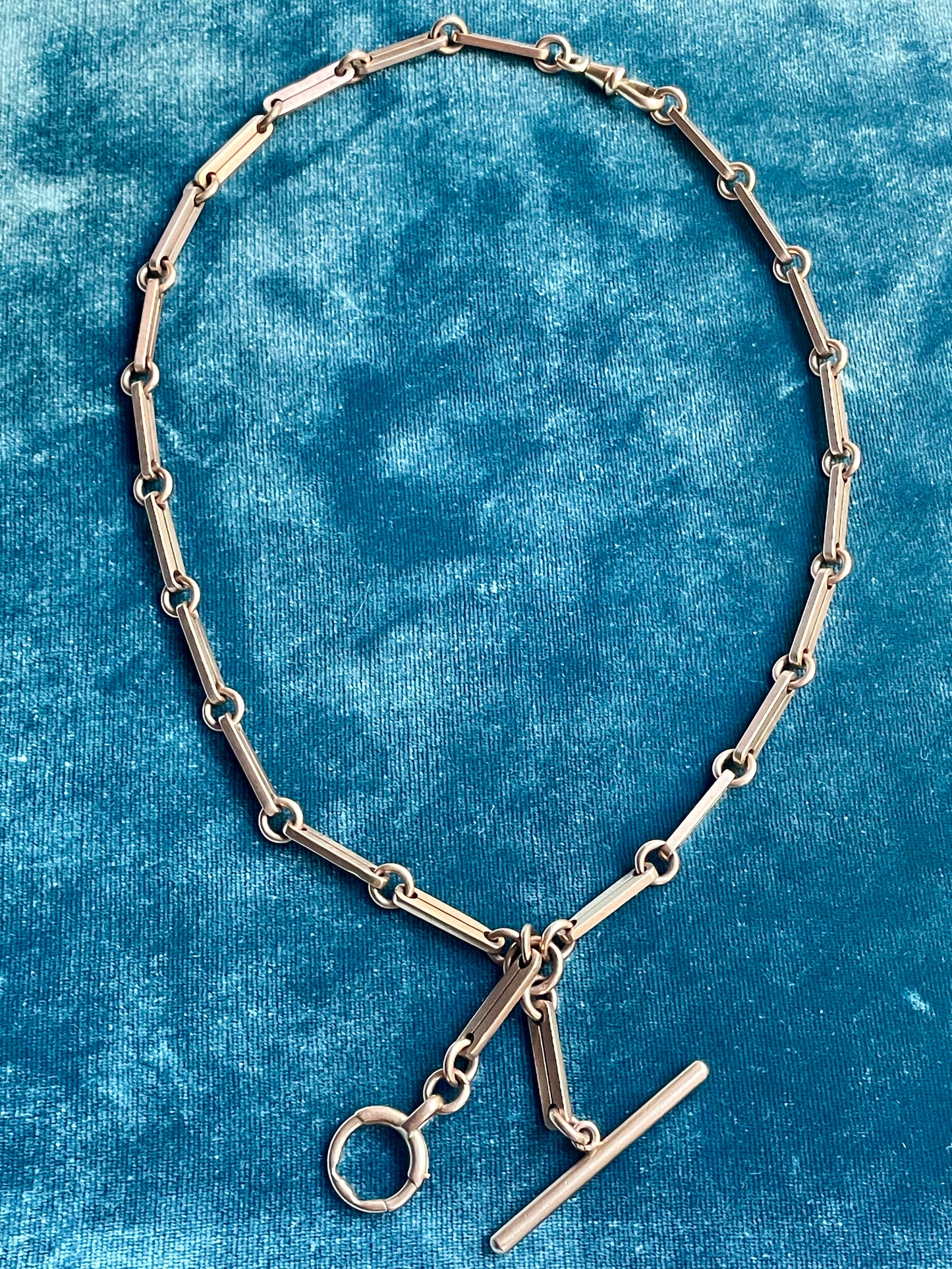 Antique French Split Tab Link 18k Gold 18" Albert Watch Chain