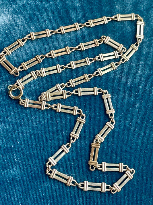Vintage Fancy Bar Link 14K Gold 18" Chain