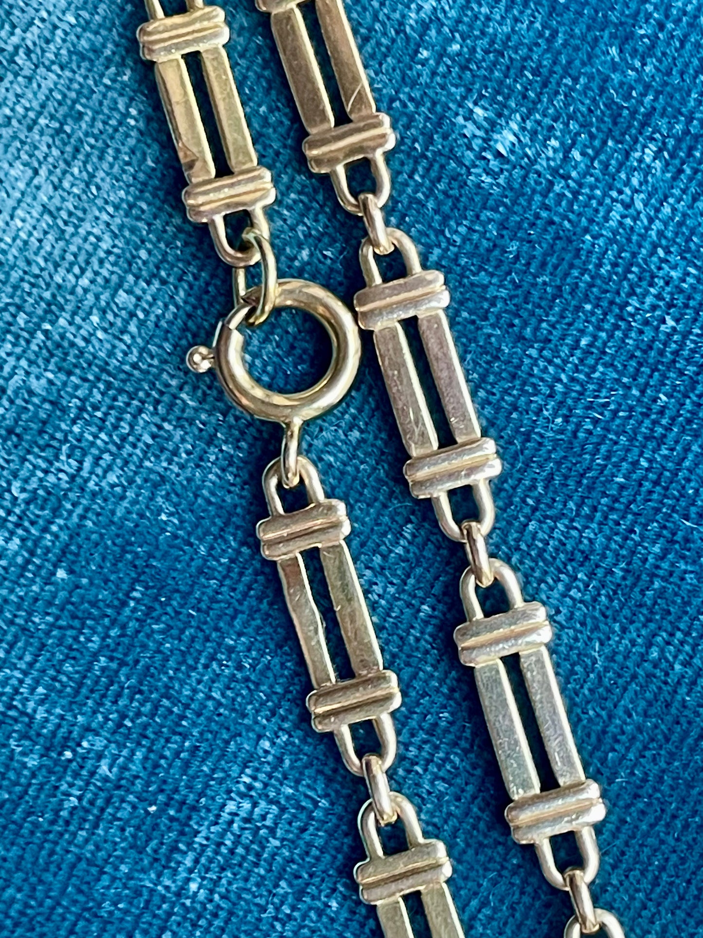 Vintage Fancy Bar Link 14K Gold 18" Chain