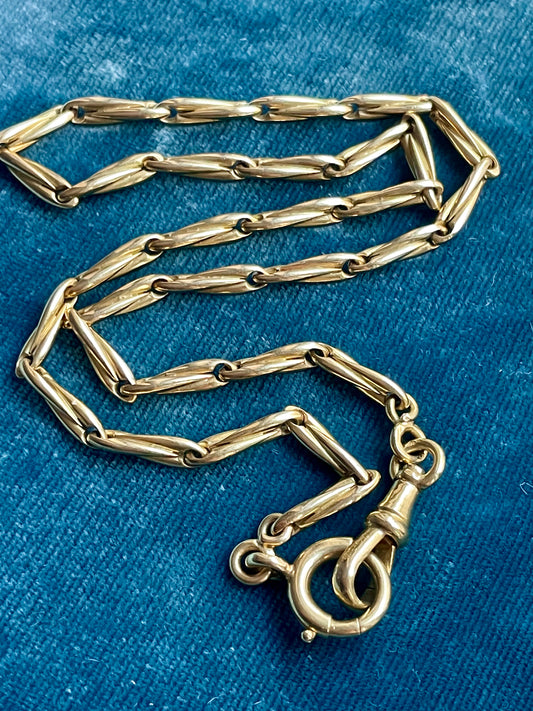 Antique French Barley Fancy Link 18k Gold 15" Watch Chain