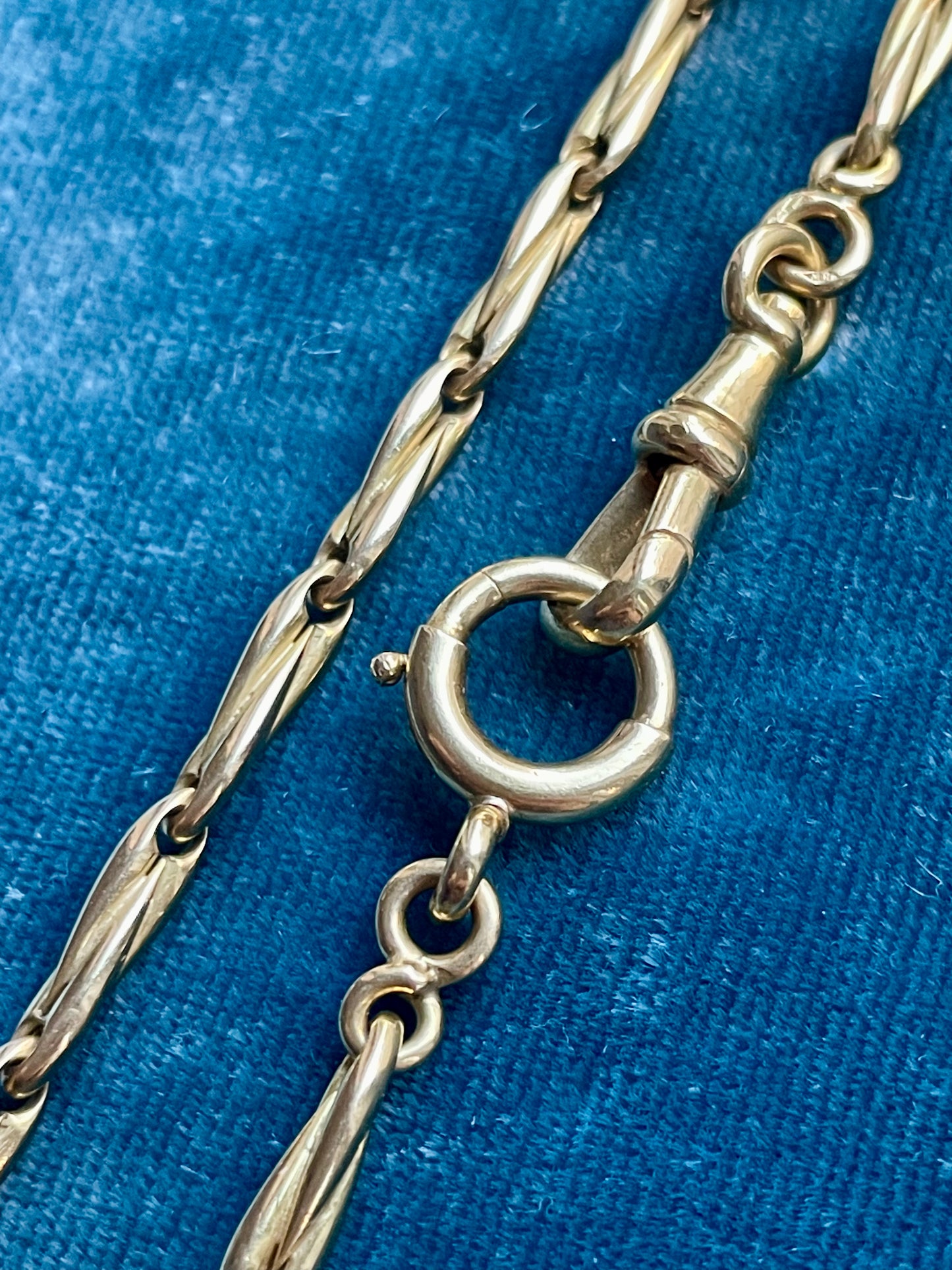 Antique French Barley Fancy Link 18k Gold 15" Watch Chain