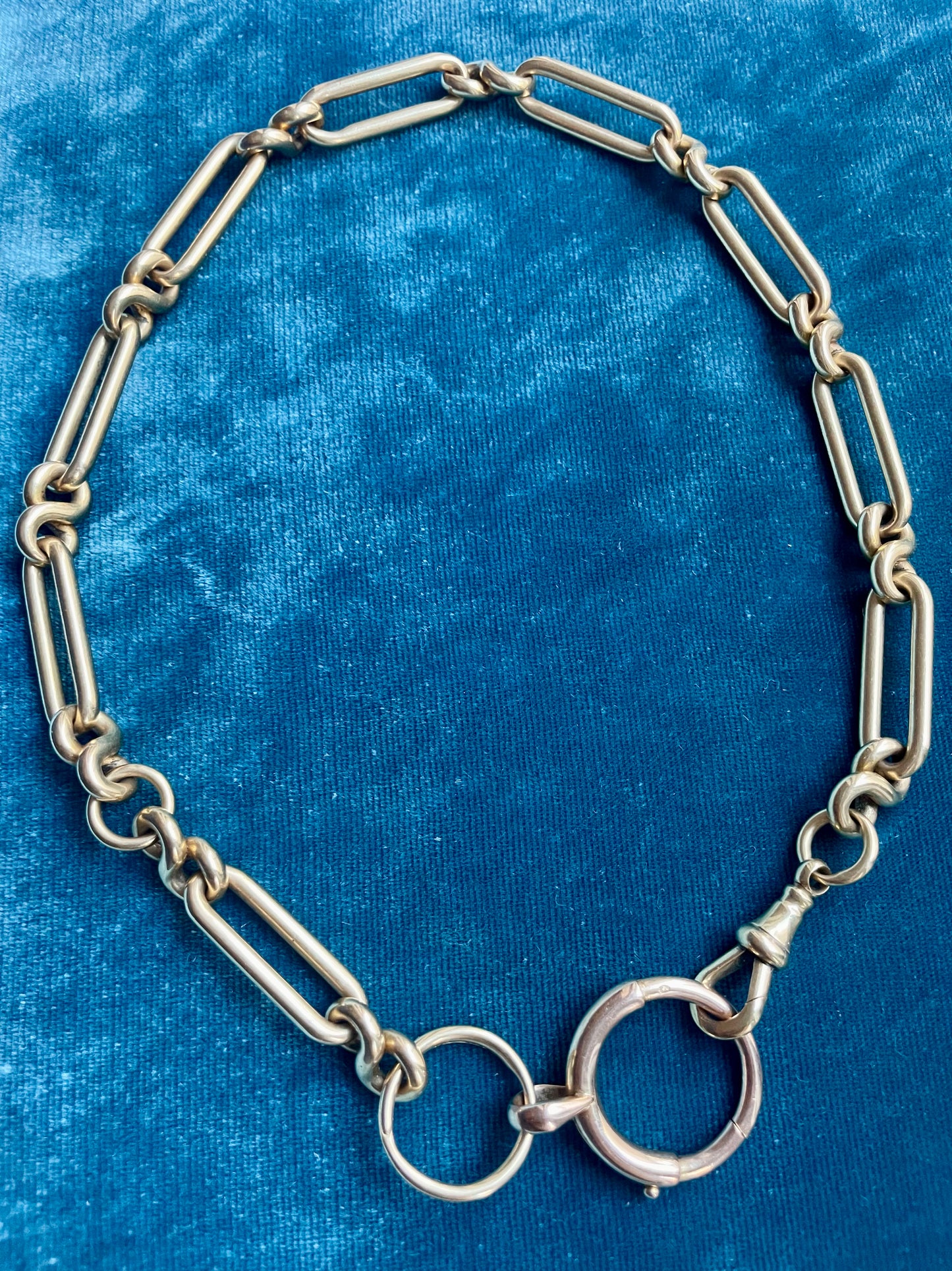 French Chunky Trombone Link 18k Gold 15" Watch Chain