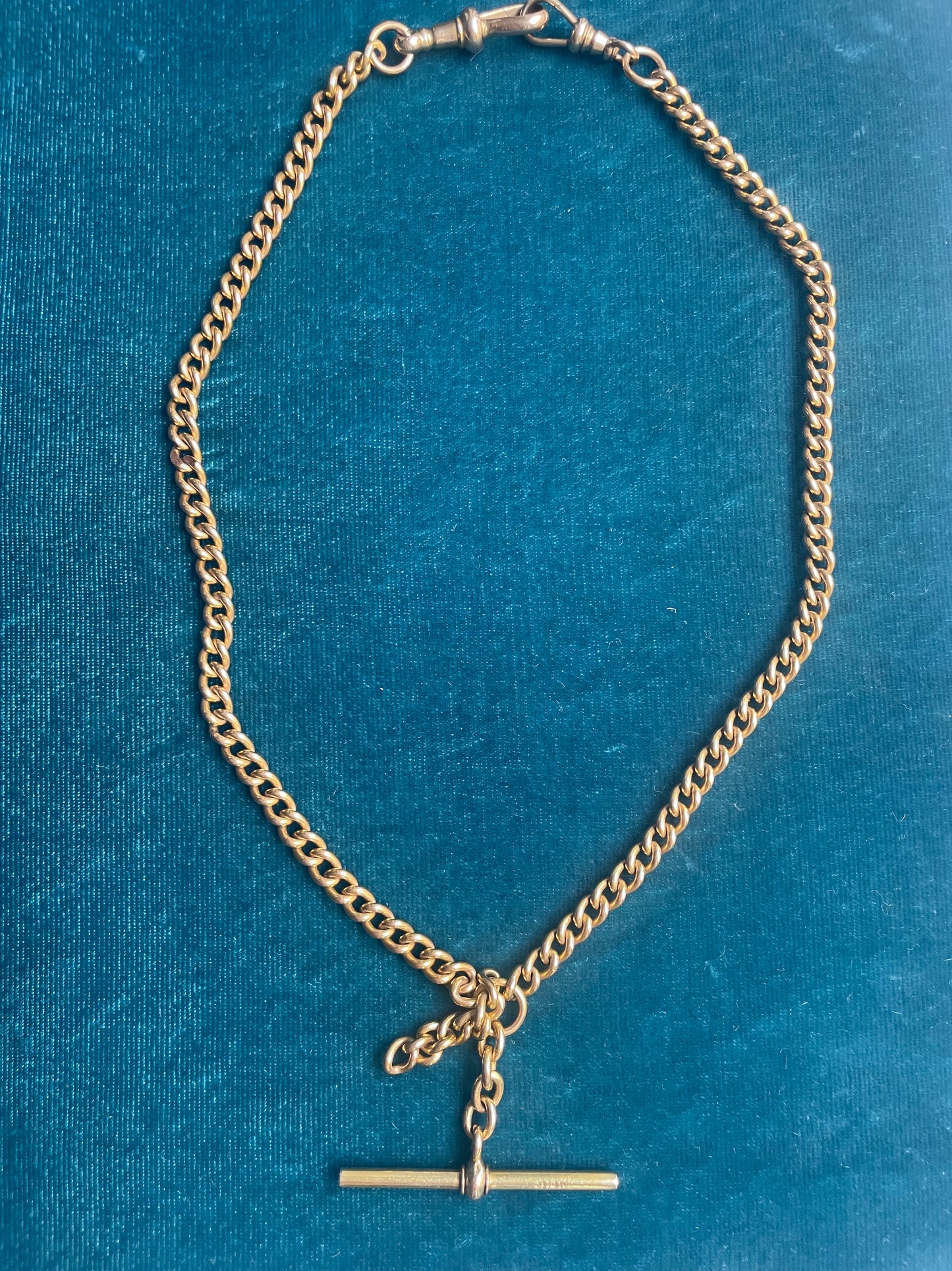 Antique Victorian English Curb Link 18k Gold 15.5" Albert Watch Chain