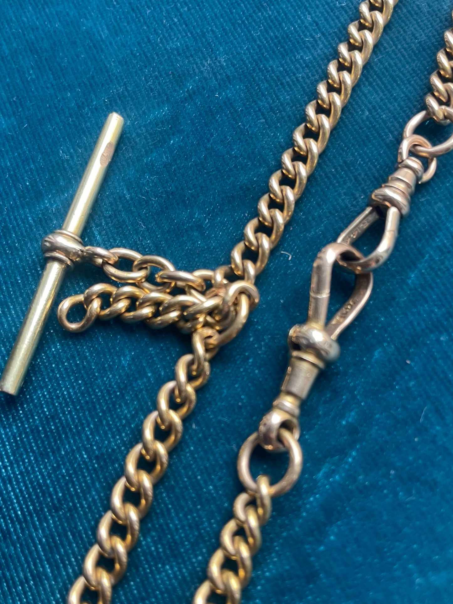Antique Victorian English Curb Link 18k Gold 15.5" Albert Watch Chain