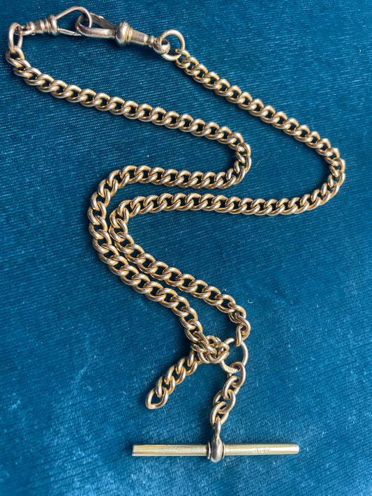 Antique Victorian English Curb Link 18k Gold 15.5" Albert Watch Chain