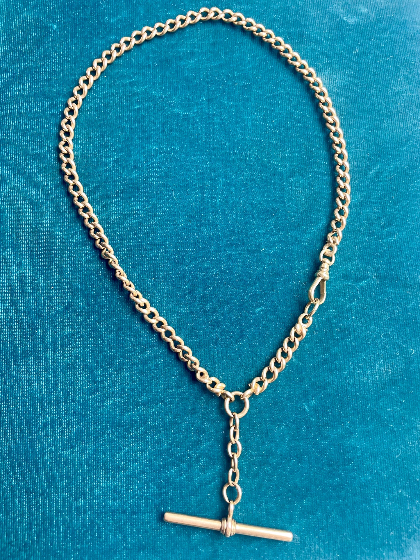 Antique English Open Curb Link 14k Gold 13" Albert Watch Chain