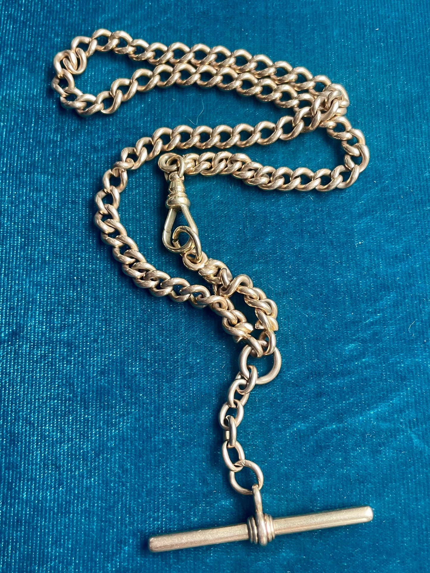 Antique English Open Curb Link 14k Gold 13" Albert Watch Chain