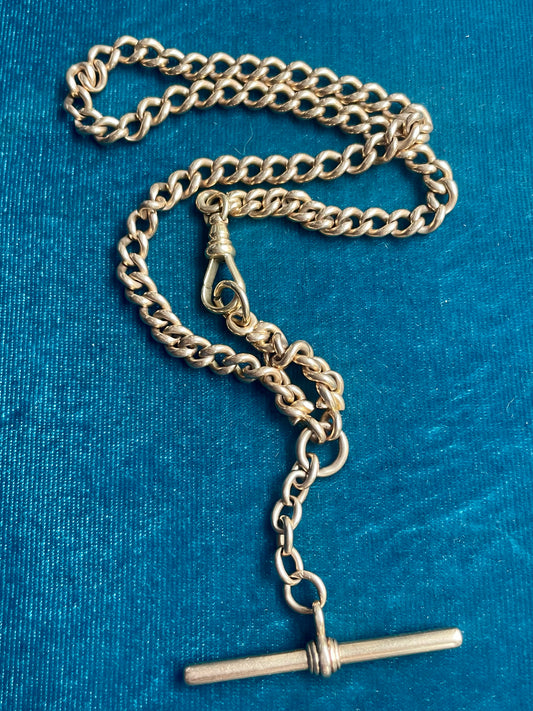 Antique English Open Curb Link 14k Gold 13" Albert Watch Chain